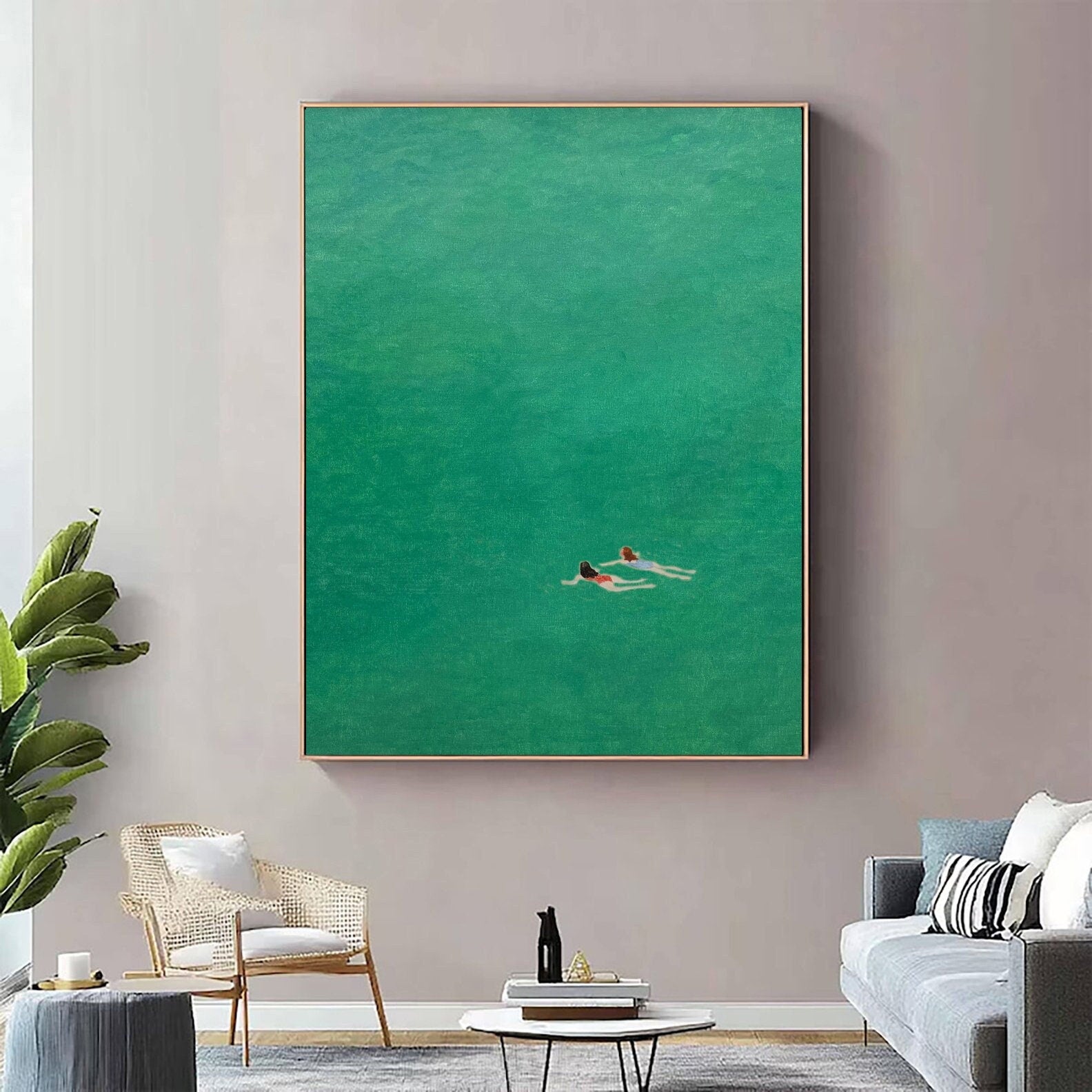 Floating in Green: Minimalist Art of Swimmers in Clear, Calm Waters #BGA 287