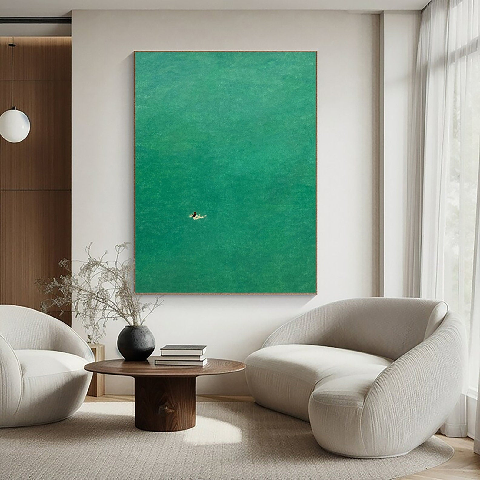 Modern Painting of a Swimmer in Tranquil Turquoise Water #BGA 284