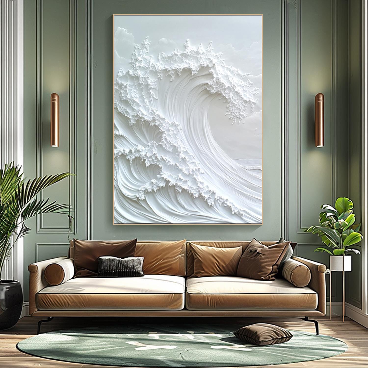 Serene Waves Textured Wall Art for Peaceful Bedroom Ambiance #OS 048, image size:1500x1500