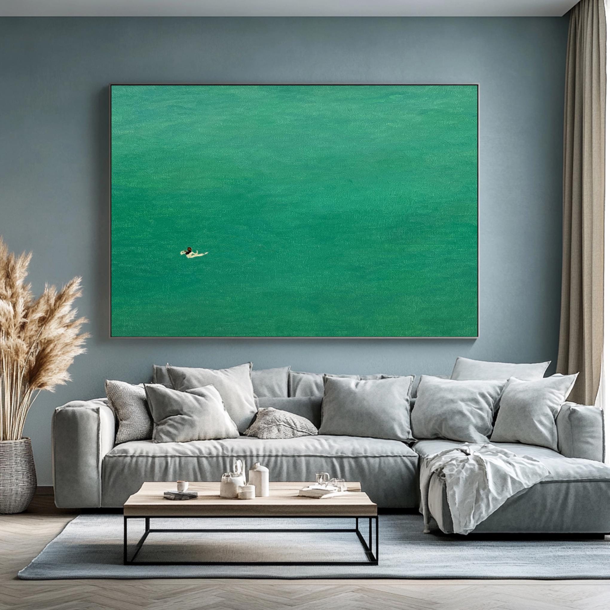Modern Painting of a Swimmer in Tranquil Turquoise Water #BGA 284