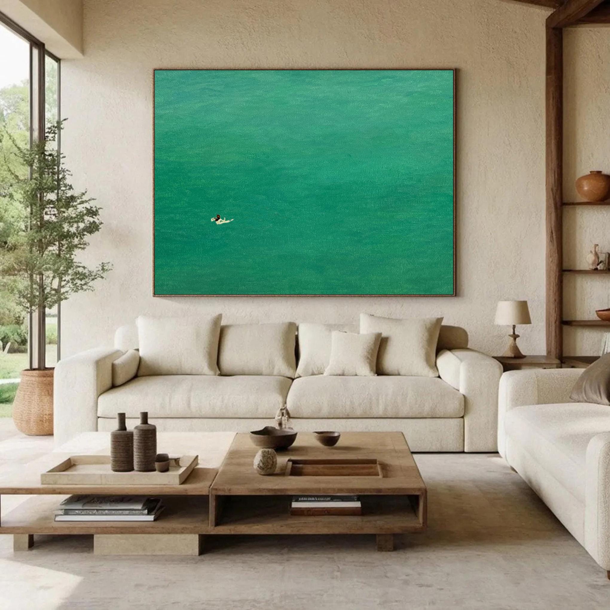 Modern Painting of a Swimmer in Tranquil Turquoise Water #BGA 284