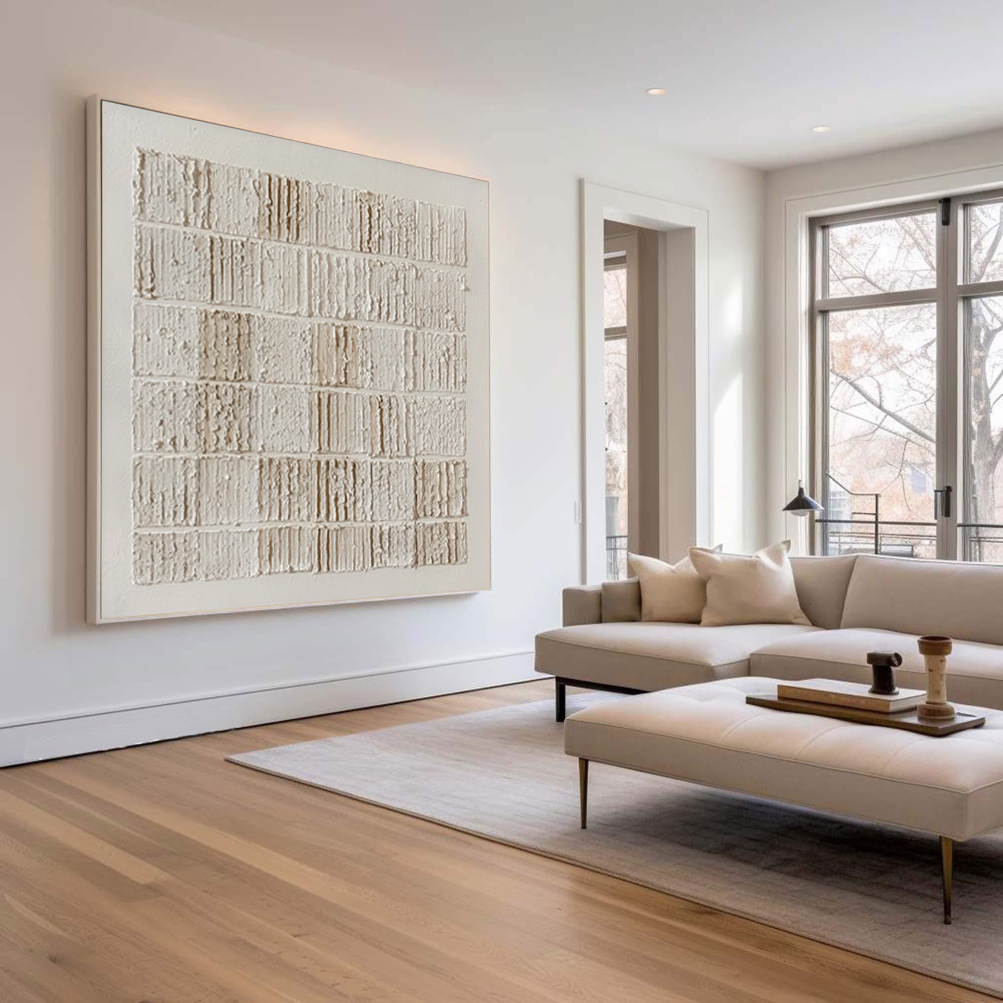 Textured Block Art Square Neutral Wall Decor #WG 054