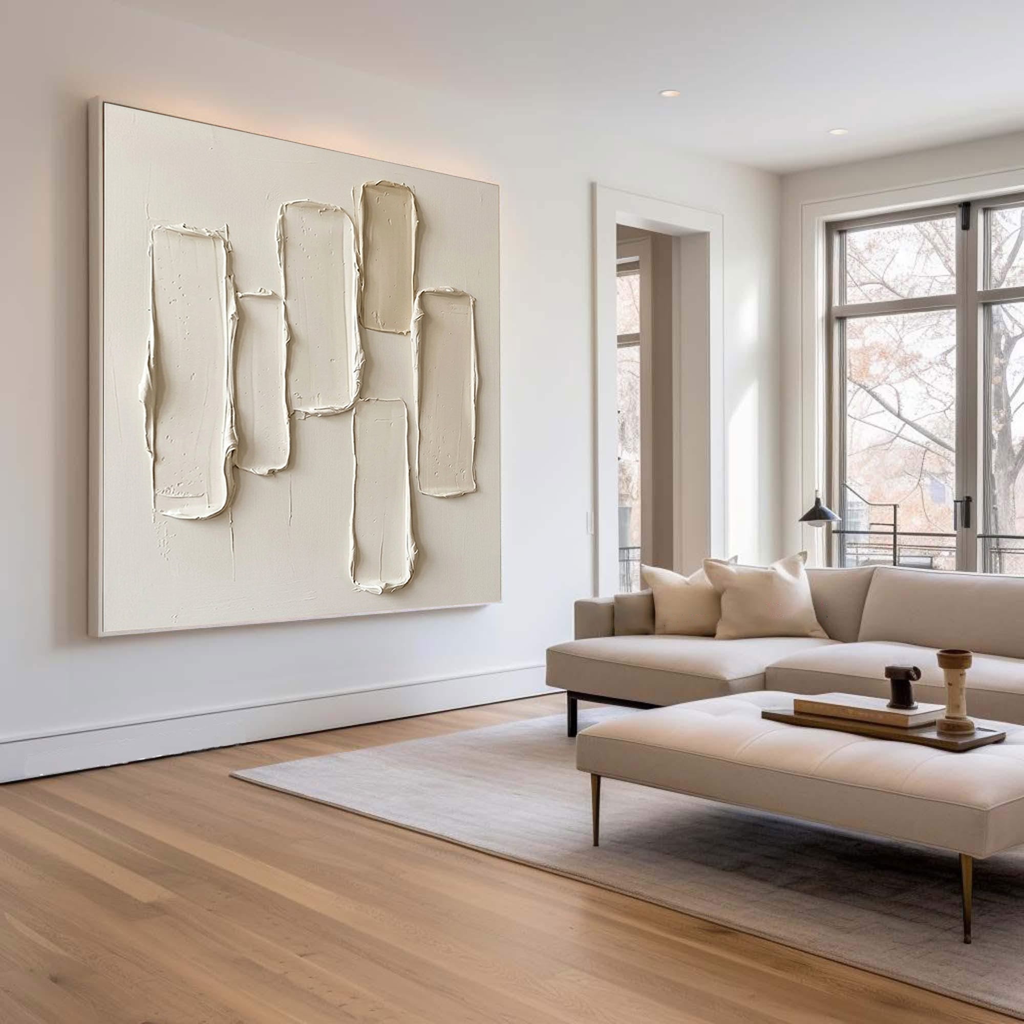 Large Architectural Rhythm Textured Wall Art Neutral Contemporary Relief Painting