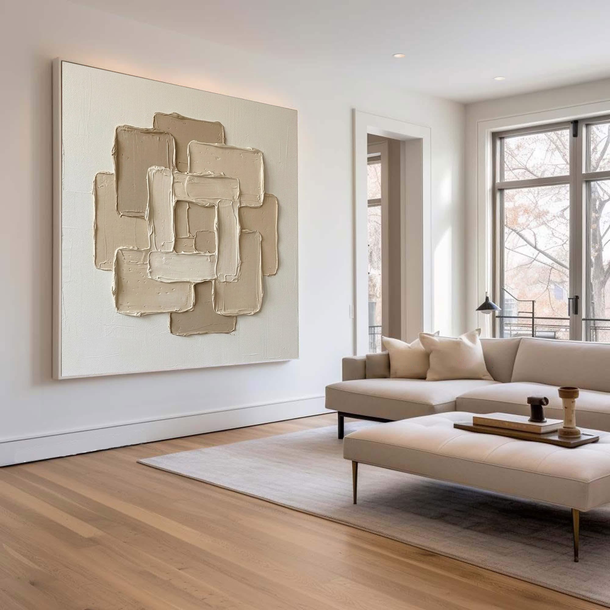 Large Harmony Texture Oil Painting for Luxury Minimalist Interiors