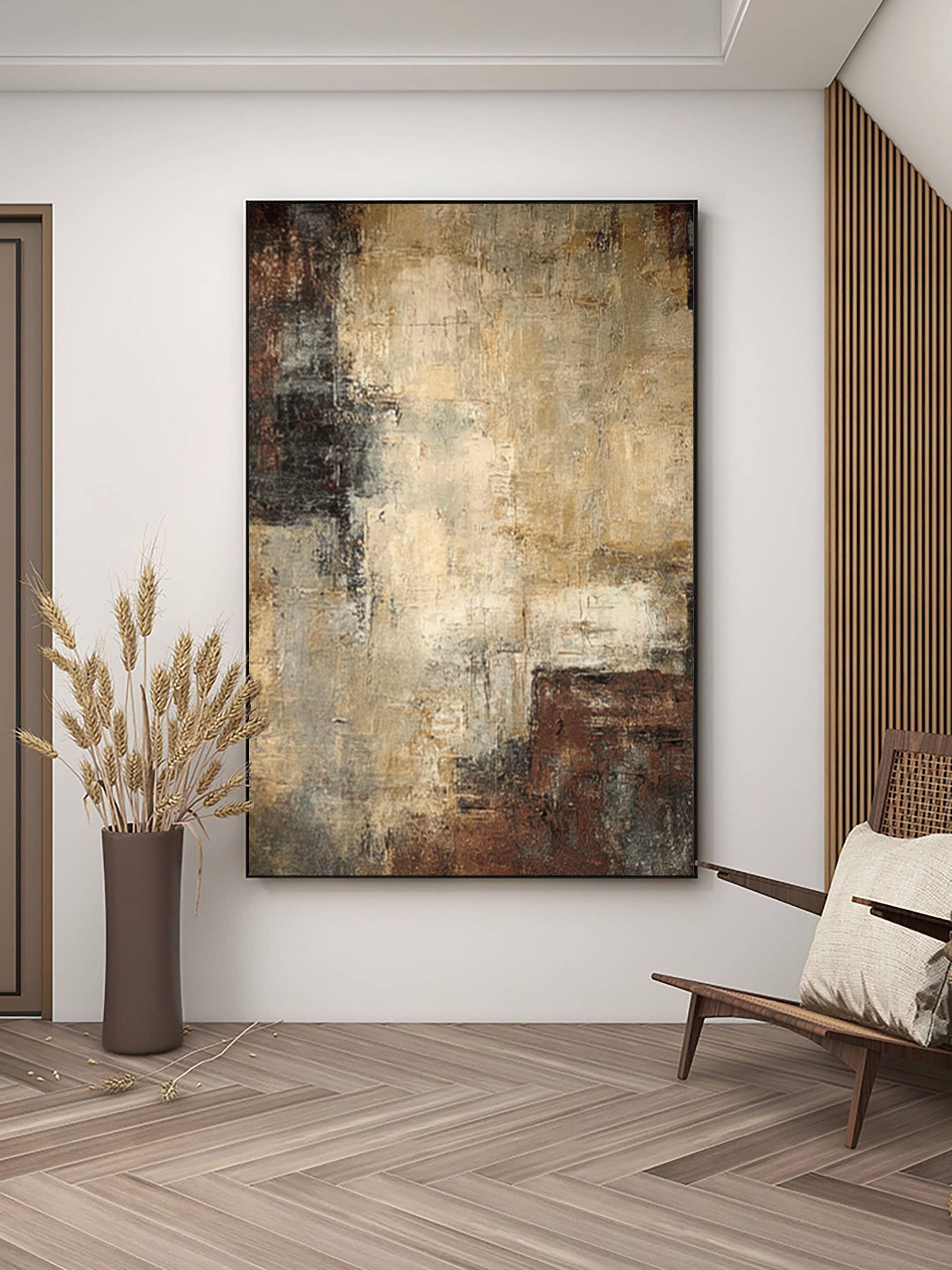 Large Textured Abstract Earth Tones Modern Wall Art #WG 046