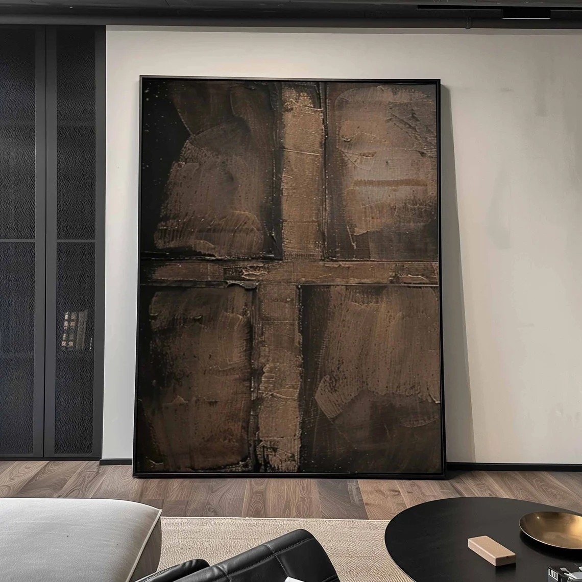 Wabi-Sabi Textured Painting, Brown Abstract Wall Art #BGA 090