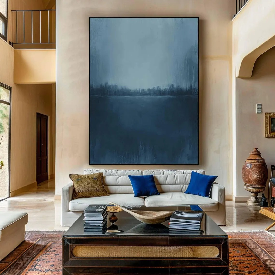 Minimalist Blue Landscape Abstract, Modern Serene Wall Decor #BGA 083