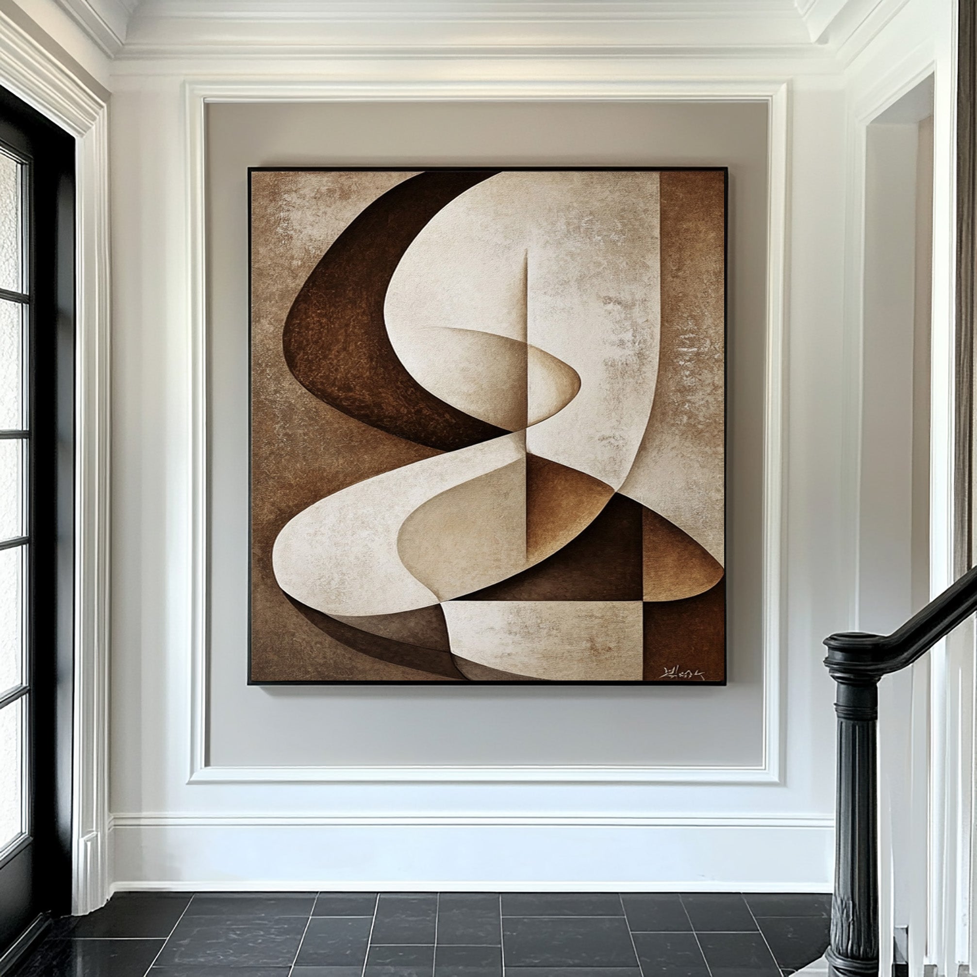 Geometric Abstract Oil Painting for Modern Room Decor #BBA 046