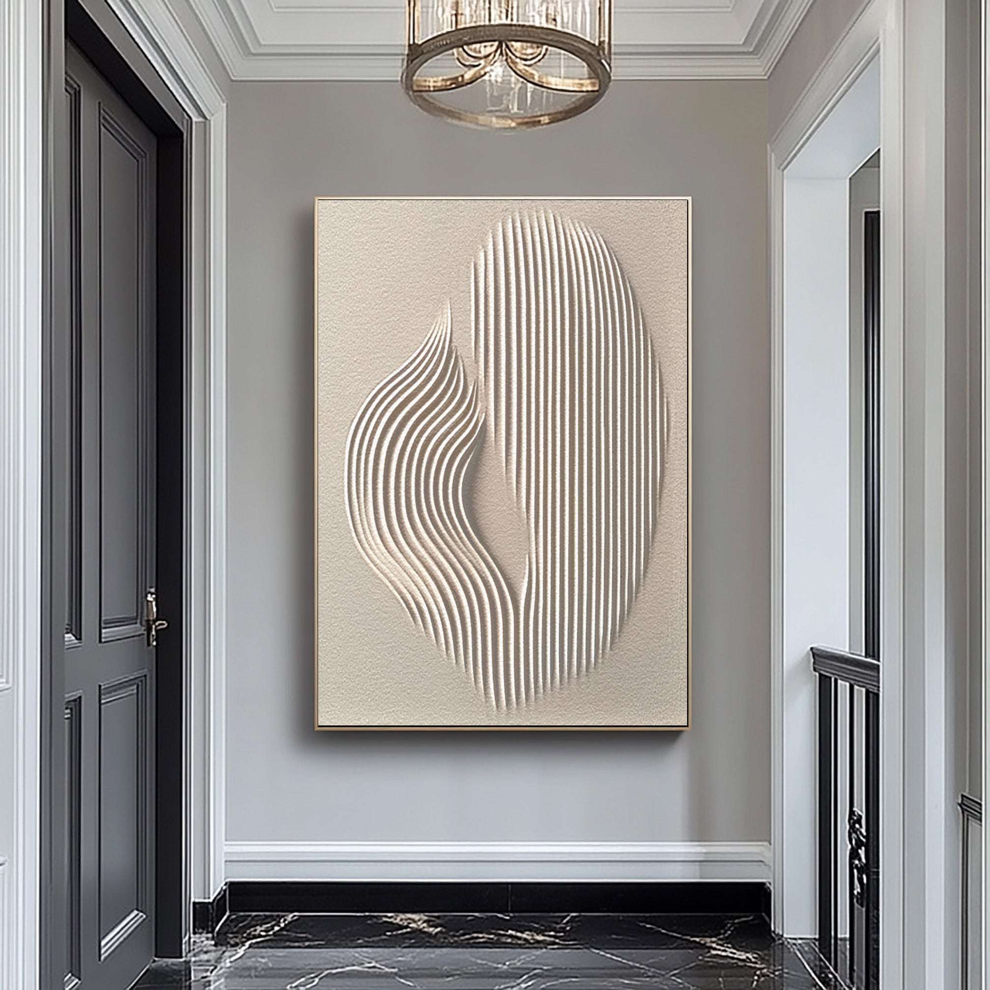 Abstract Wall Art - Modern Minimalist Canvas Painting in White #OS 085