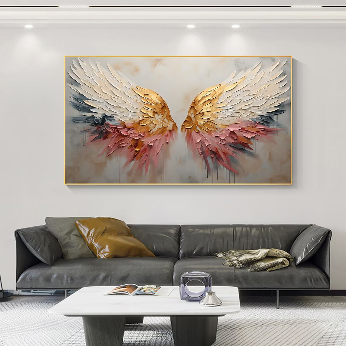 3D Angel Wing Abstract Wall Art in Soft Tones #BGA 022