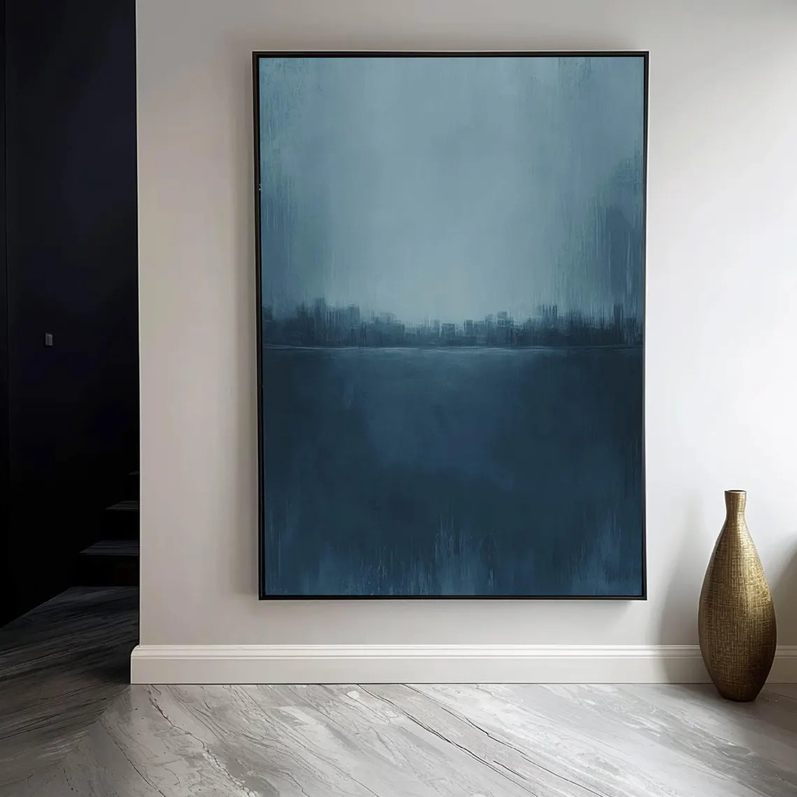 Minimalist Blue Landscape Abstract, Modern Serene Wall Decor #BGA 083