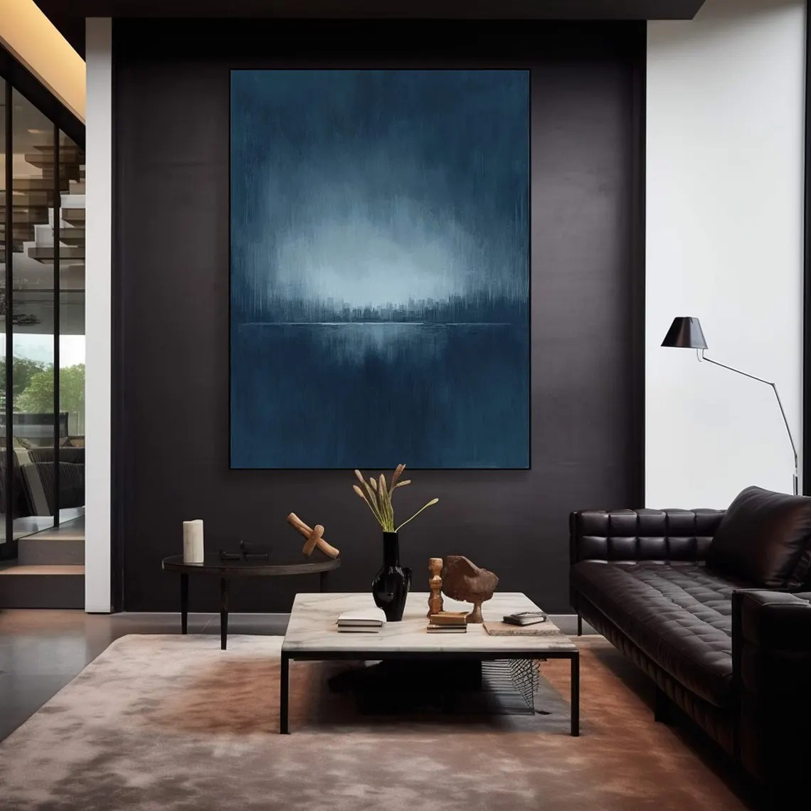 Nocturne City: Modern Blue Abstract, Evocative Urban Landscape #BGA 111