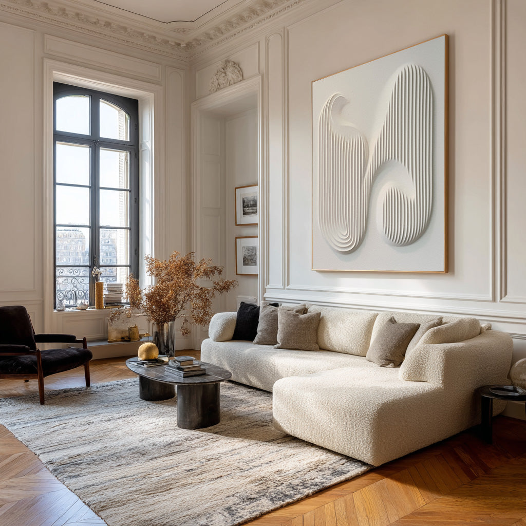 Abstract White Textured Art - Modern 3D Relief Wall Decor #WG 082