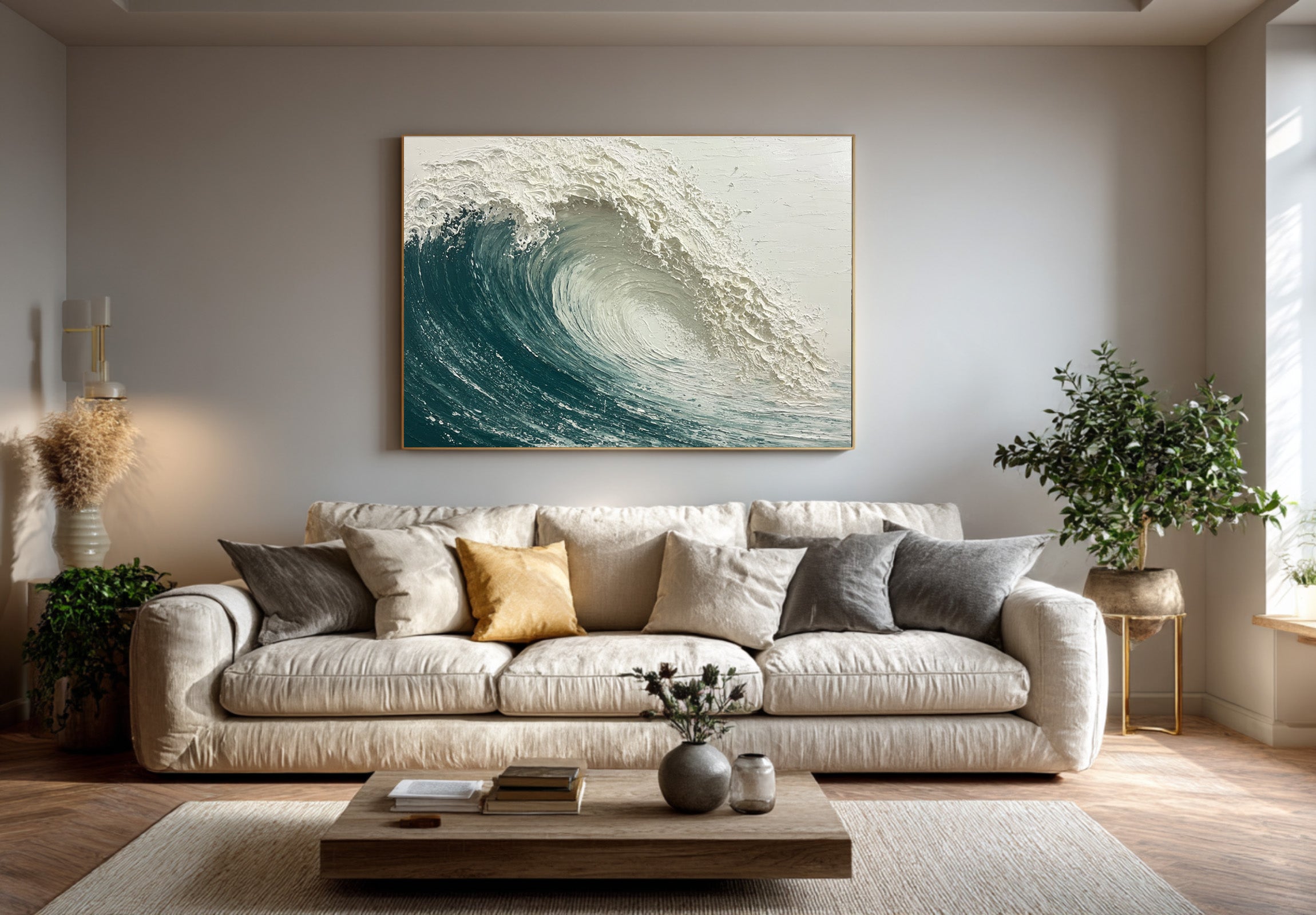 Relief Wave Painting Contemporary Coastal Home #WG 060