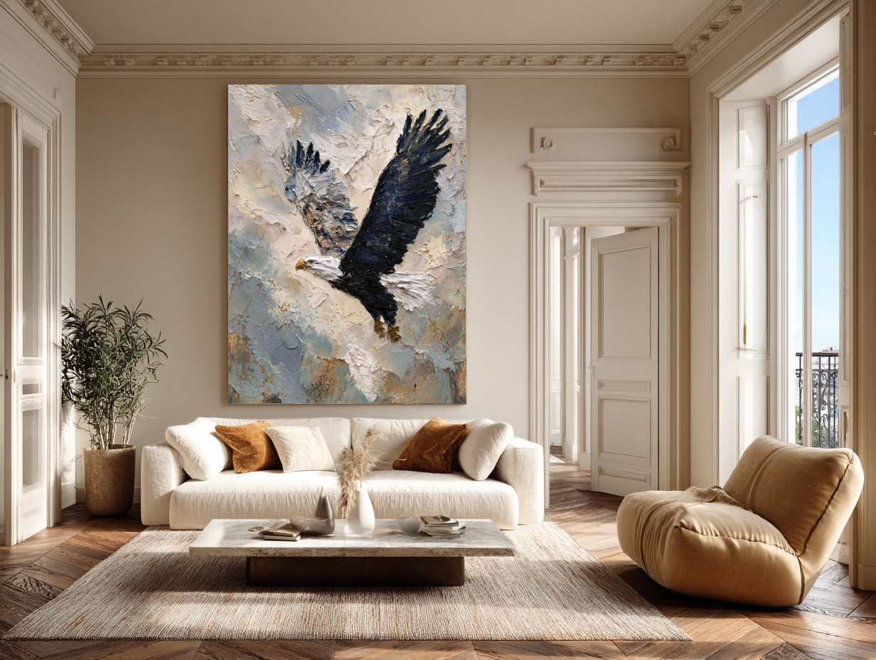 Abstract Wildlife Canvas Bold Eagle Textured Artwork #WG 049