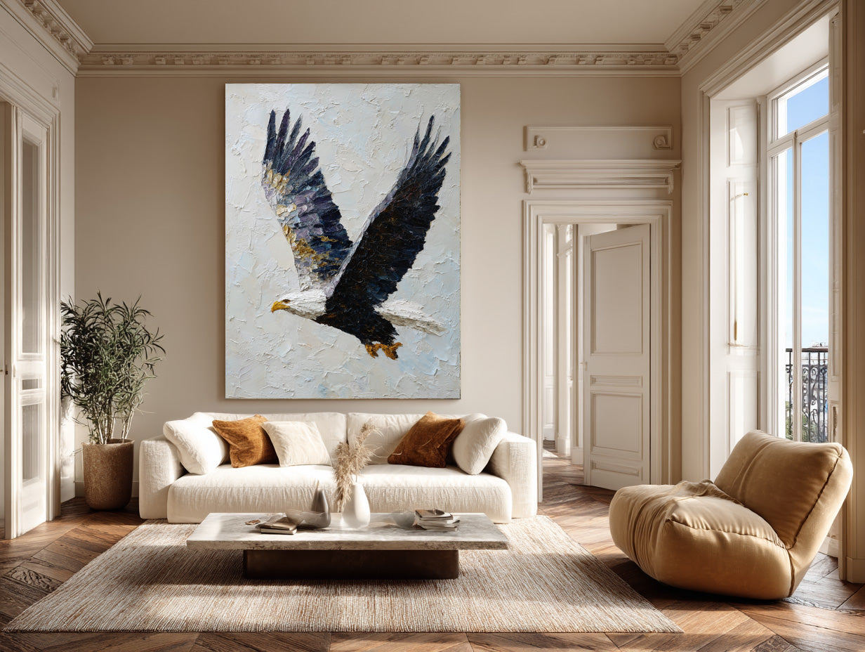 Abstract Wildlife Canvas Bold Eagle Textured Artwork #WG 050