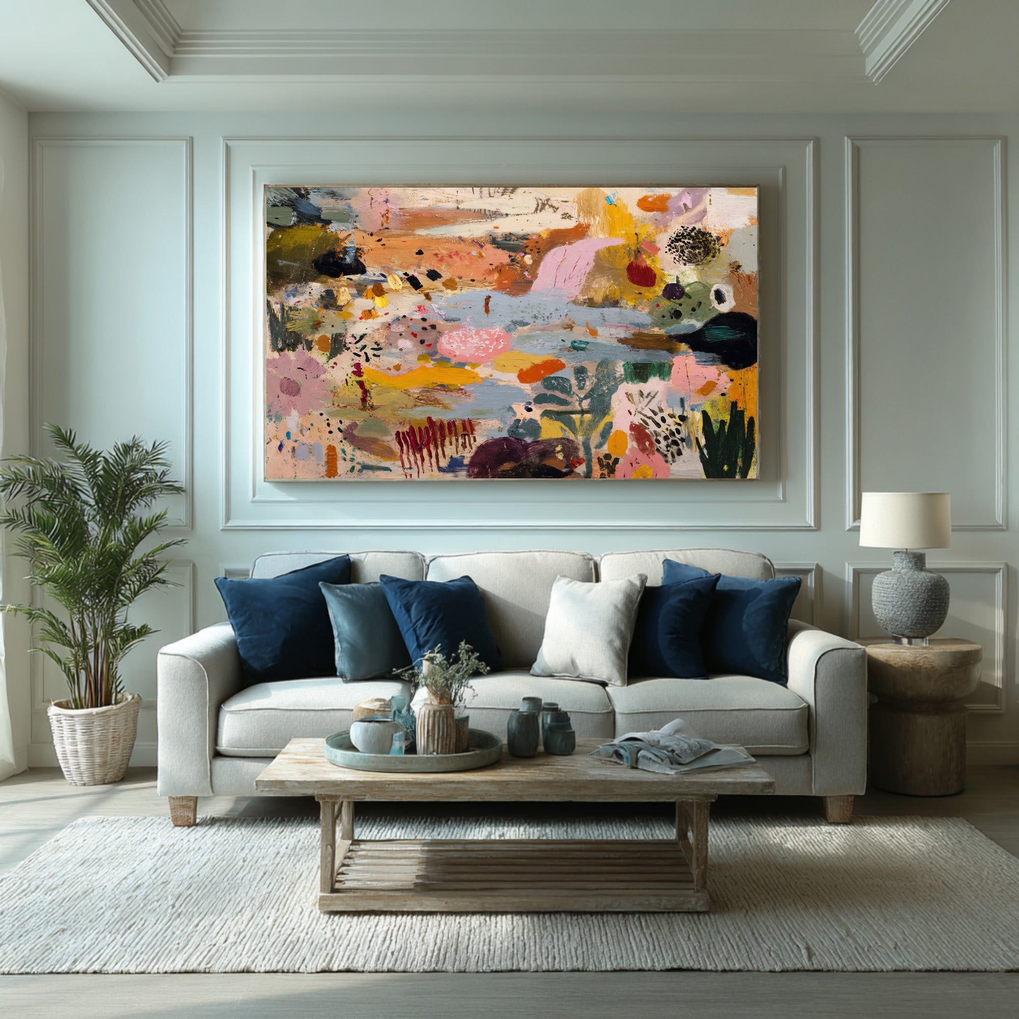Large Colorful Abstract Landscape Painting Contemporary Wall Art | ArtvistaGallery