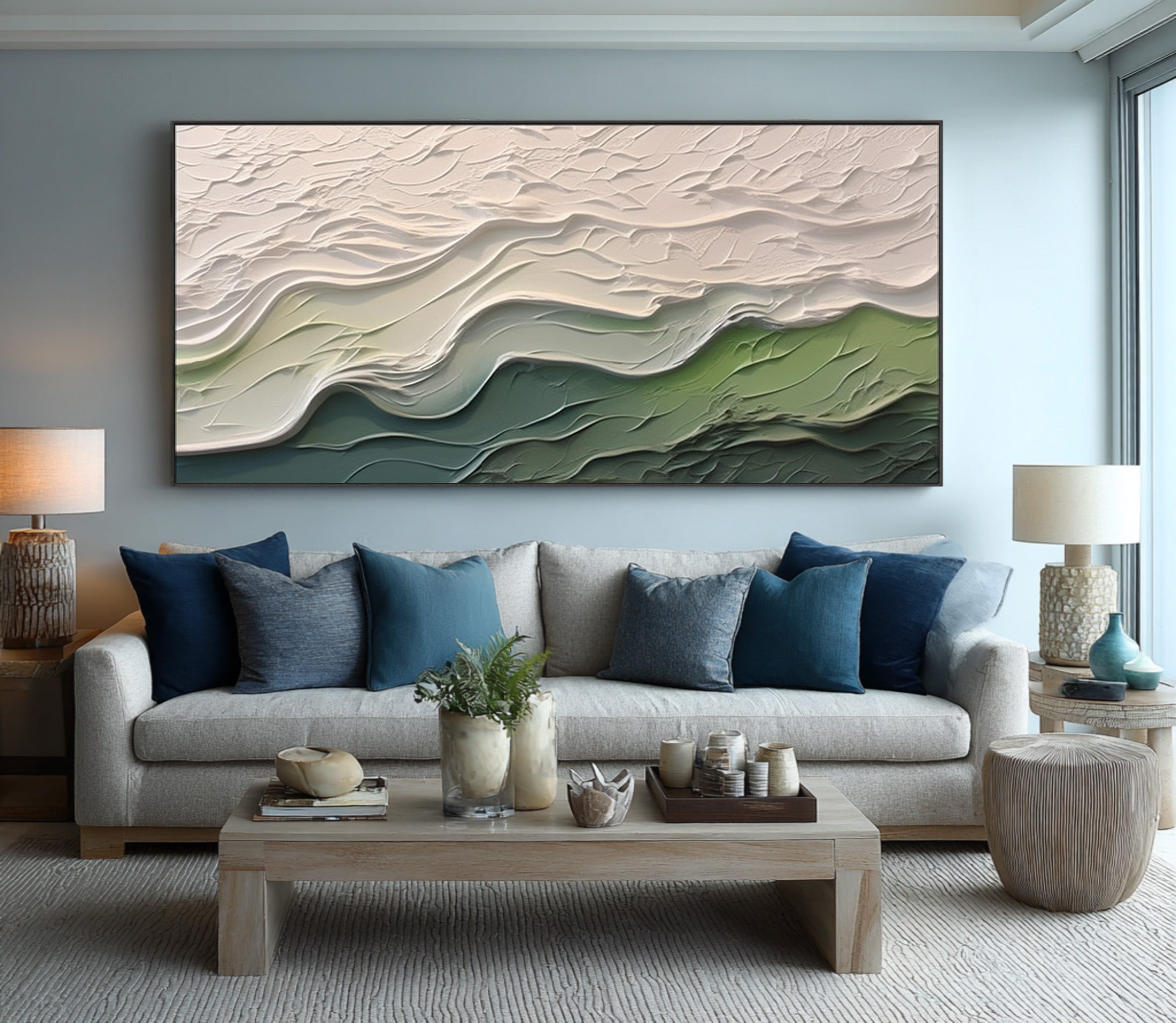 Textured Ocean Art Hand Painted Wave Painting #WG 092