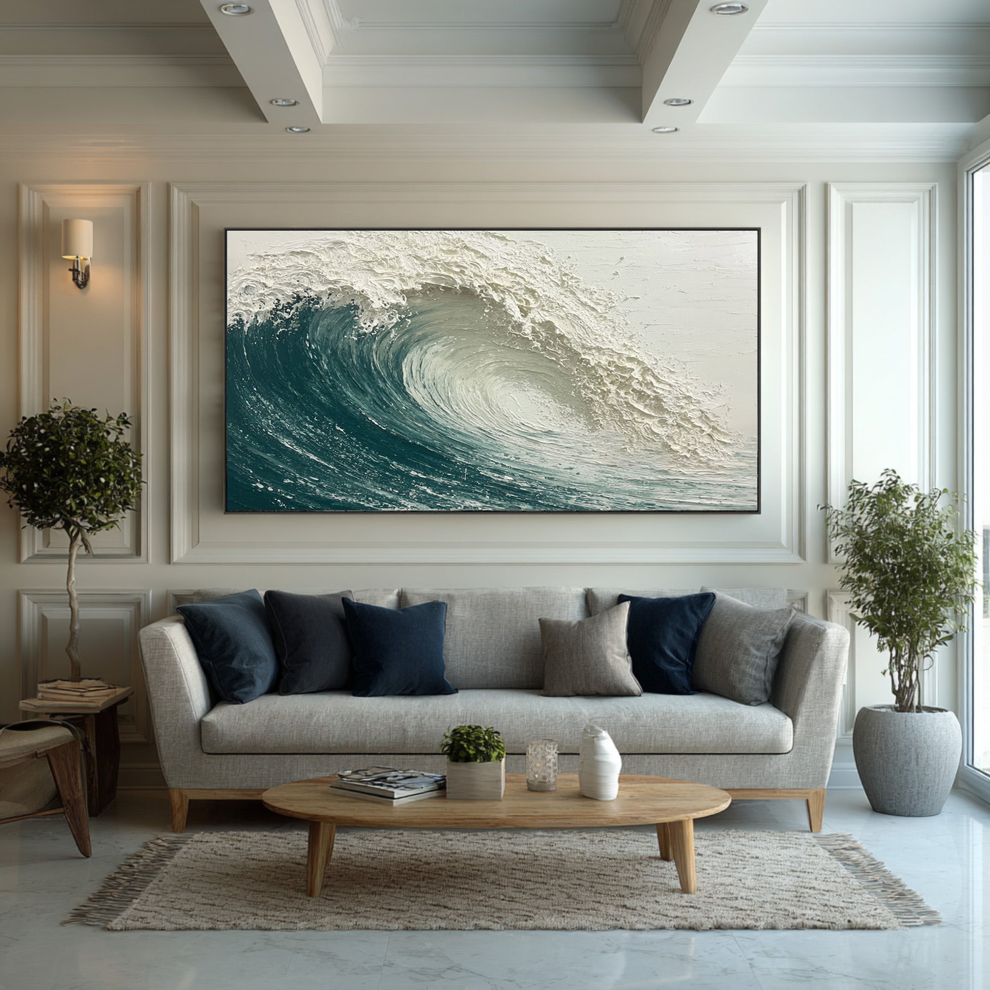 Relief Wave Painting Contemporary Coastal Home #WG 060
