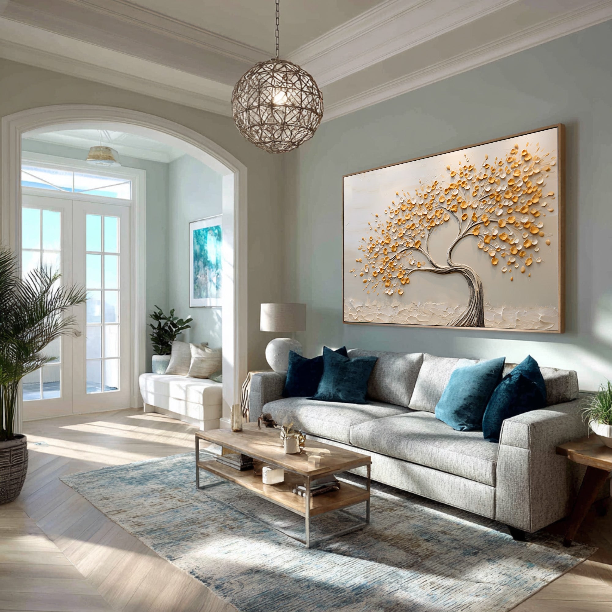 Golden Tree Art 3D Textured Leaves Painting #WG 090