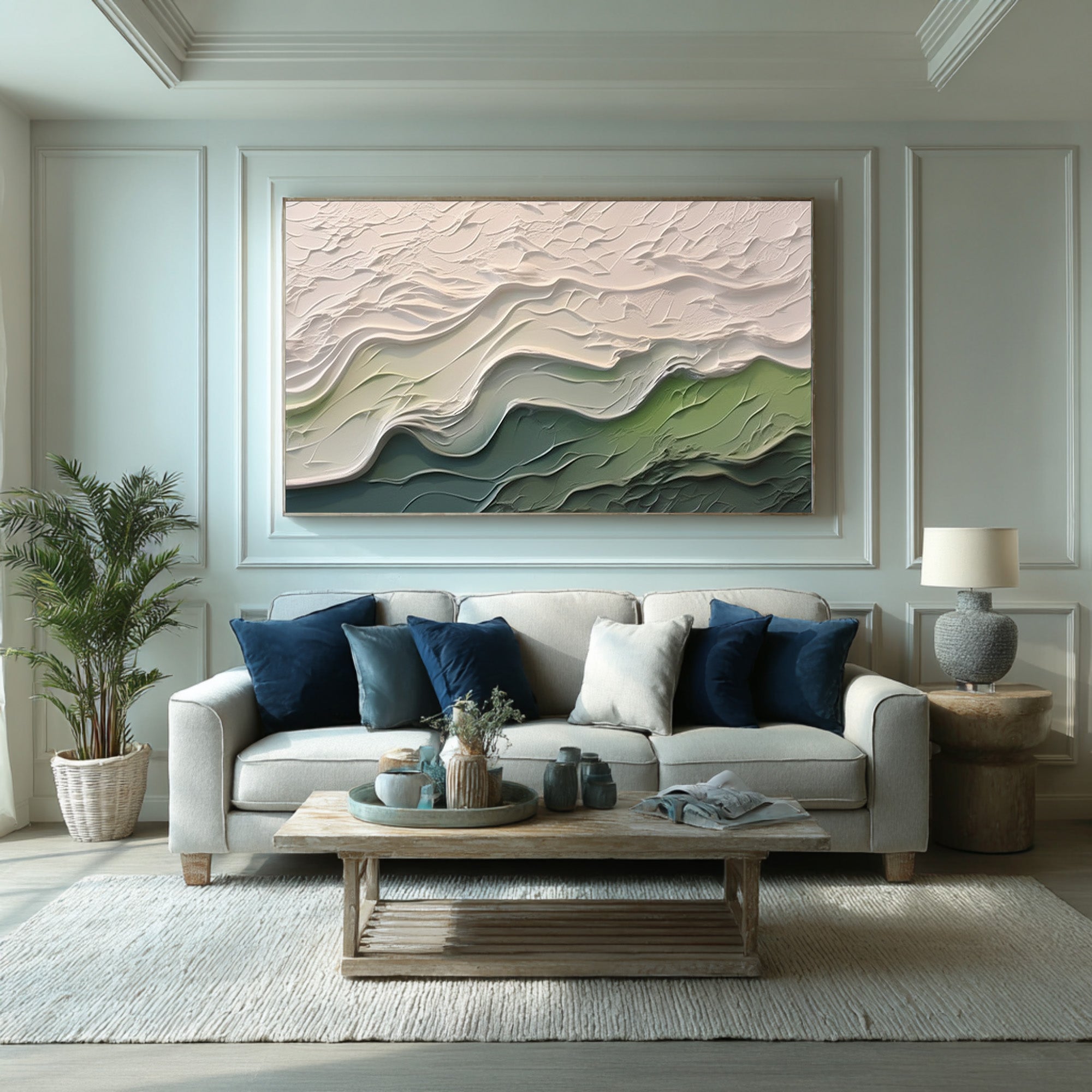 Textured Ocean Art Hand Painted Wave Painting #WG 092