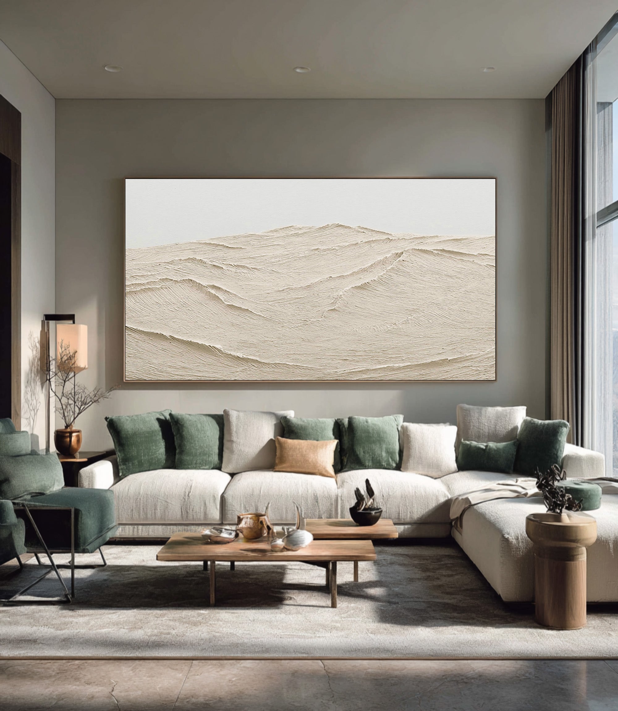 Textured Mountain Landscape Art Minimalist Beige #WG 075