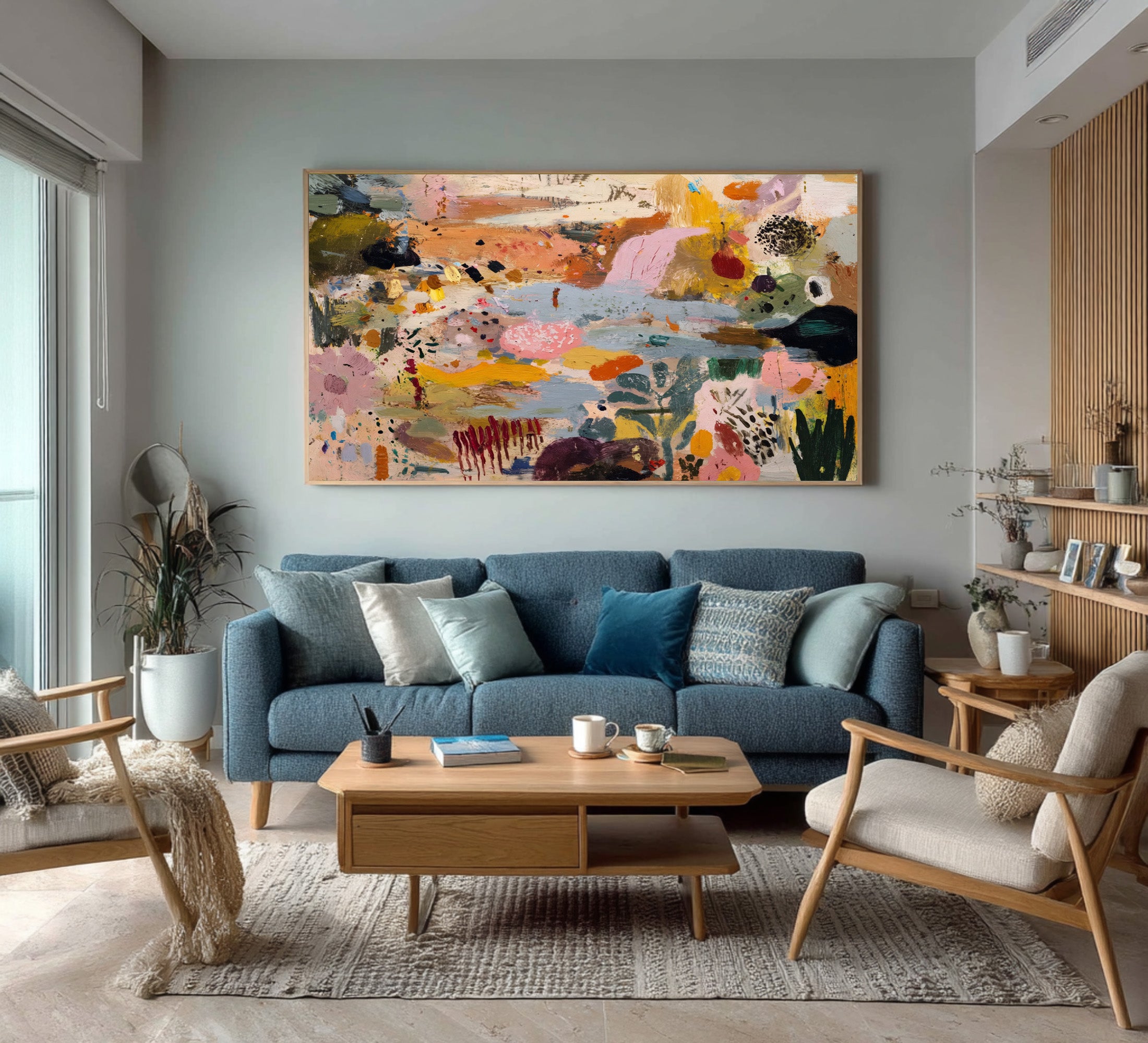 Large Colorful Abstract Landscape Painting Contemporary Wall Art | ArtvistaGallery