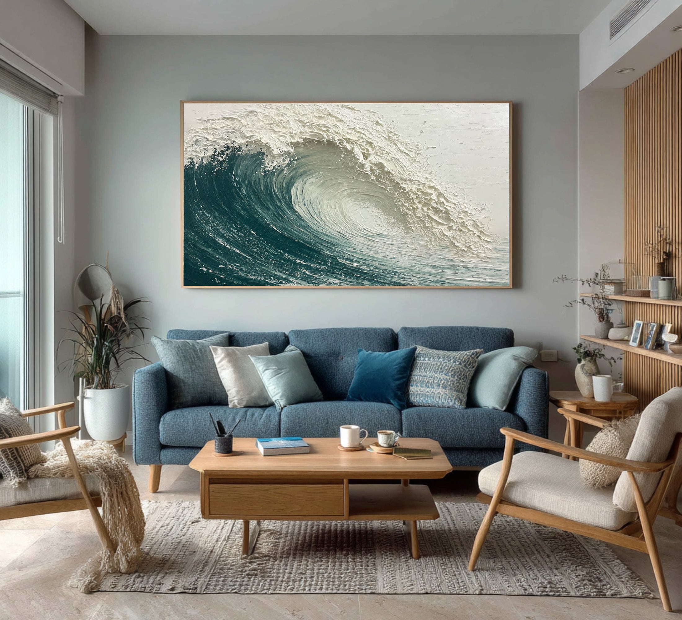Relief Wave Painting Contemporary Coastal Home #WG 060