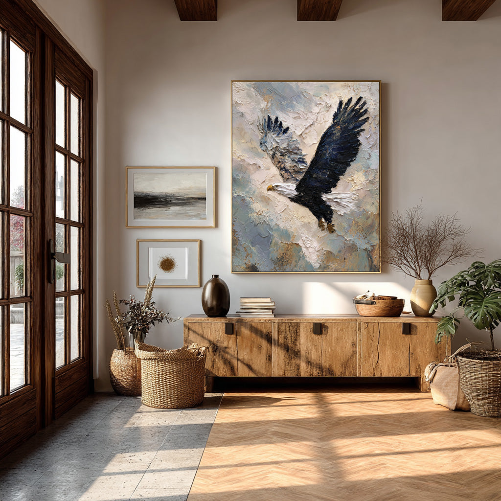 Abstract Wildlife Canvas Bold Eagle Textured Artwork #WG 049