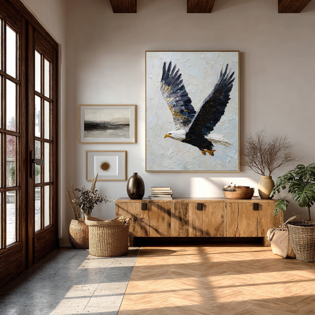 Abstract Wildlife Canvas Bold Eagle Textured Artwork #WG 050
