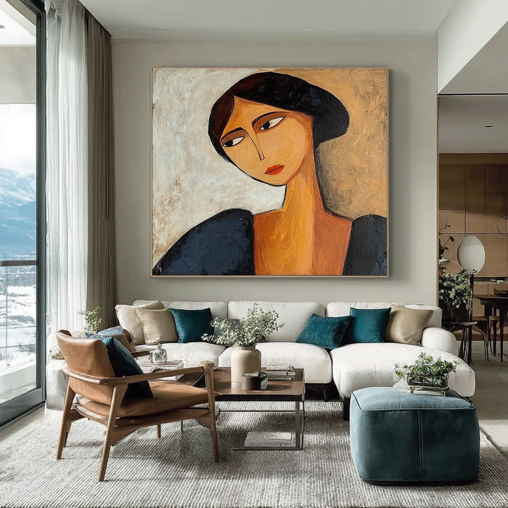 Contemporary Woman Portrait Original Oil Painting on Canvas #WG 087