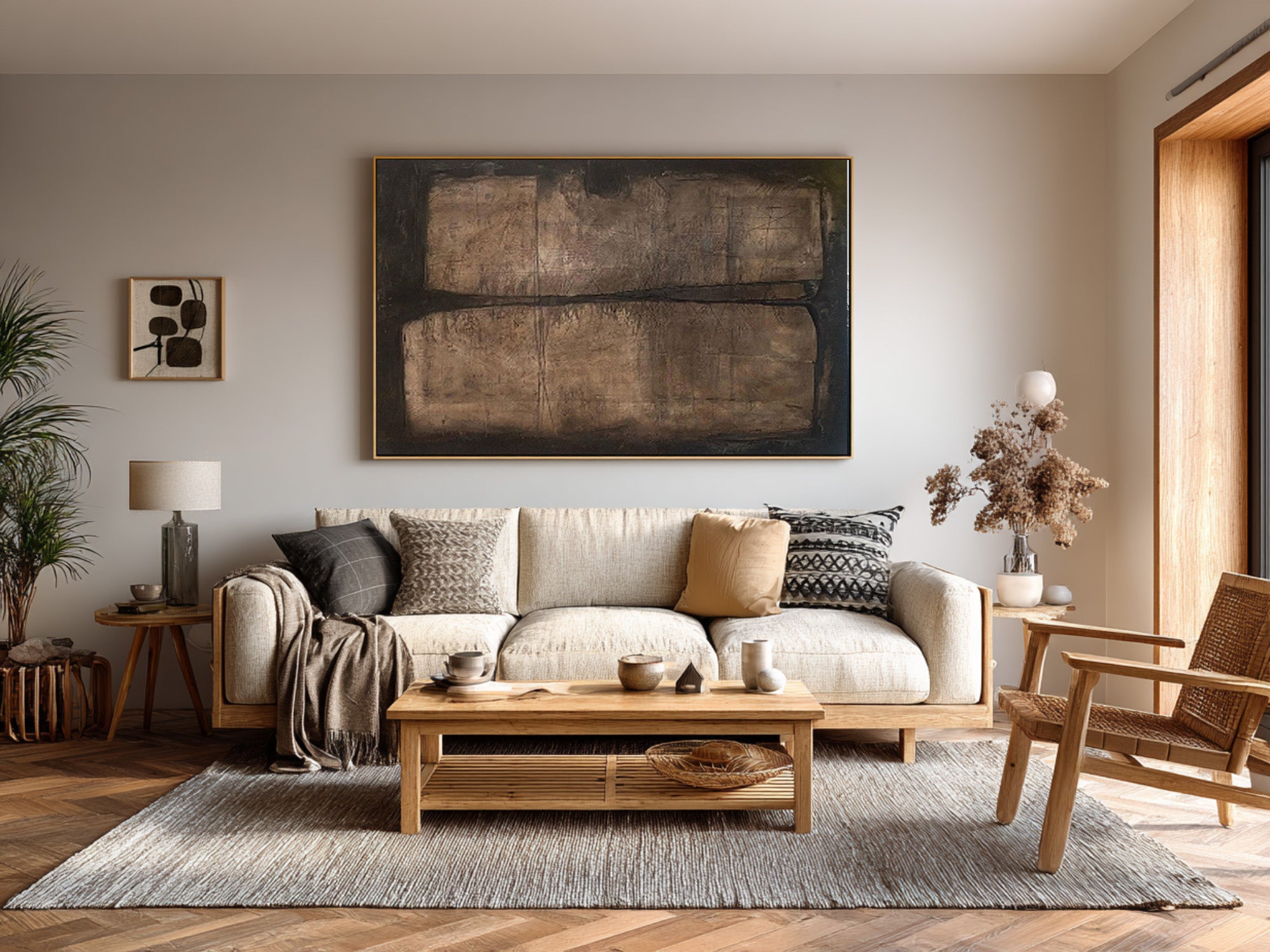 Abstract Earth Tones Canvas Art - Minimalist Wall Decor #WG 076