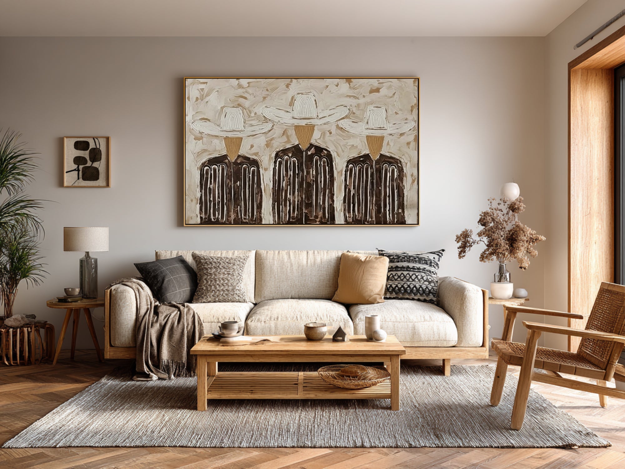 Large Abstract Trio Portrait Painting Contemporary Figurative Wall Art | ArtvistaGallery