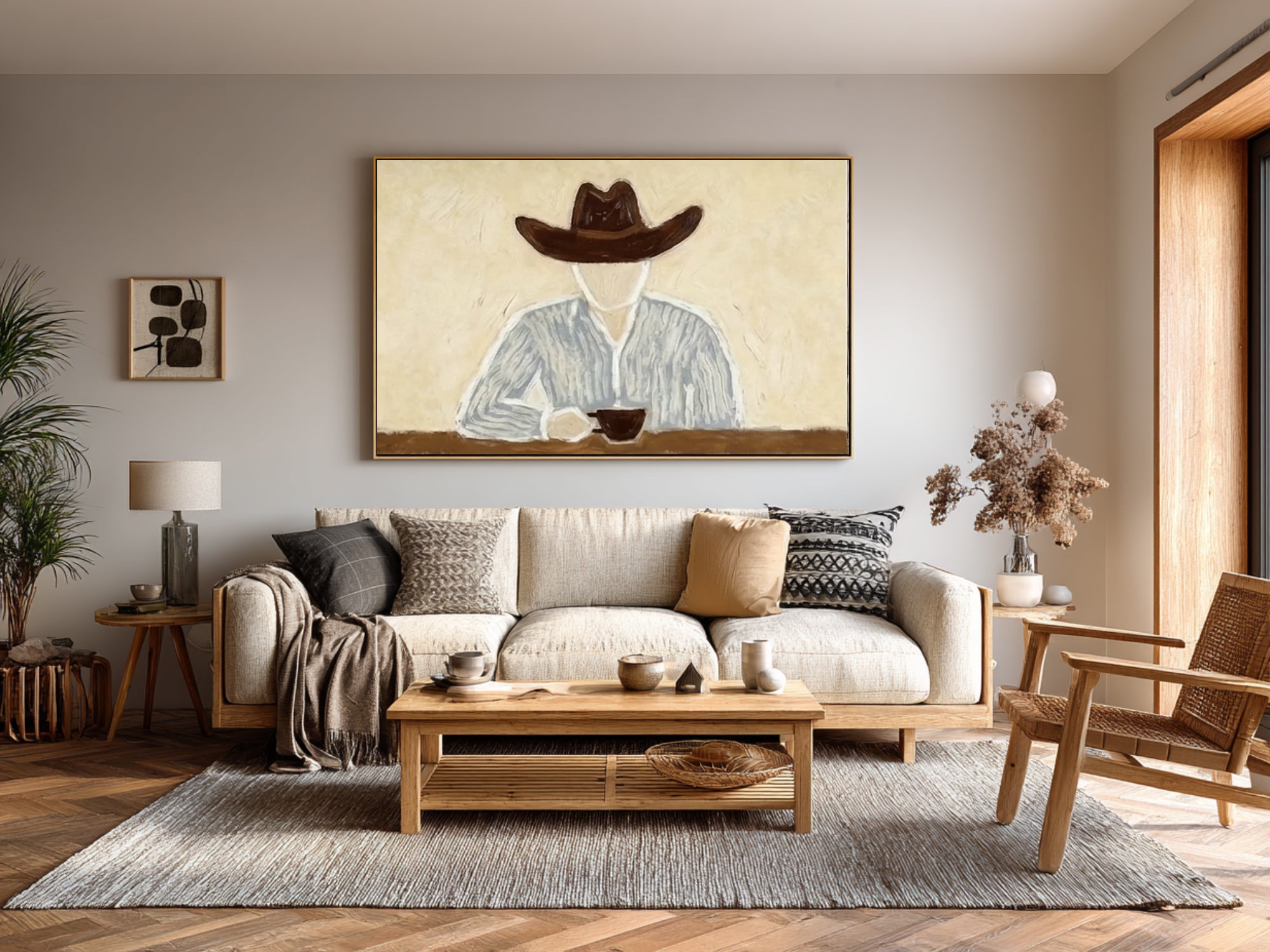 Large Cowboy Portrait Painting Modern Western Wall Art | ArtvistaGallery