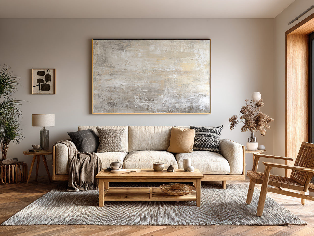 Modern Neutral Palette Wall Art for Sofa Decor #WG 002
