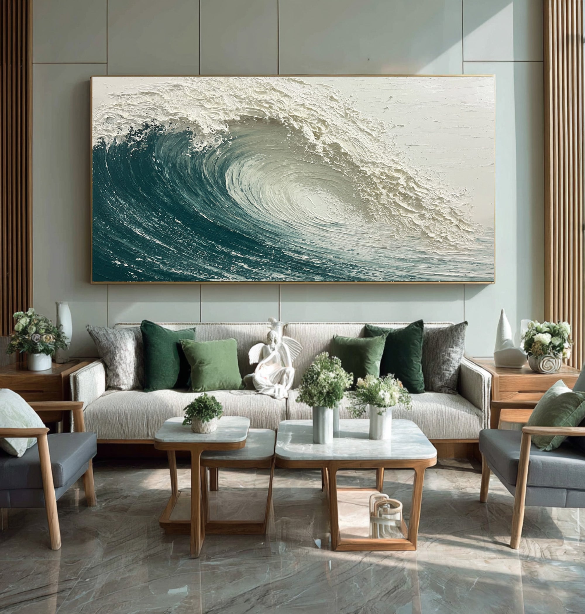 Relief Wave Painting Contemporary Coastal Home #WG 060