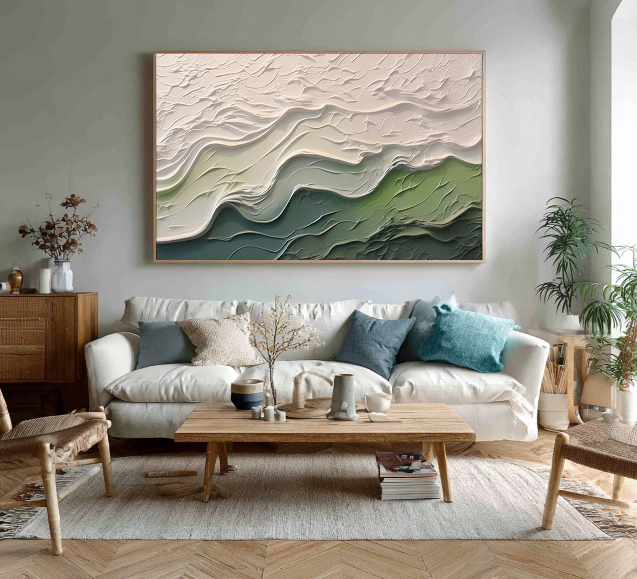 Textured Ocean Art Hand Painted Wave Painting #WG 092