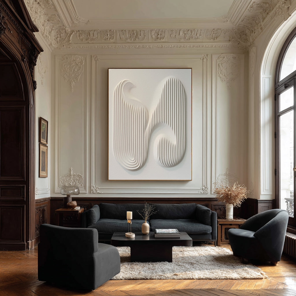 Abstract White Textured Art - Modern 3D Relief Wall Decor #WG 082