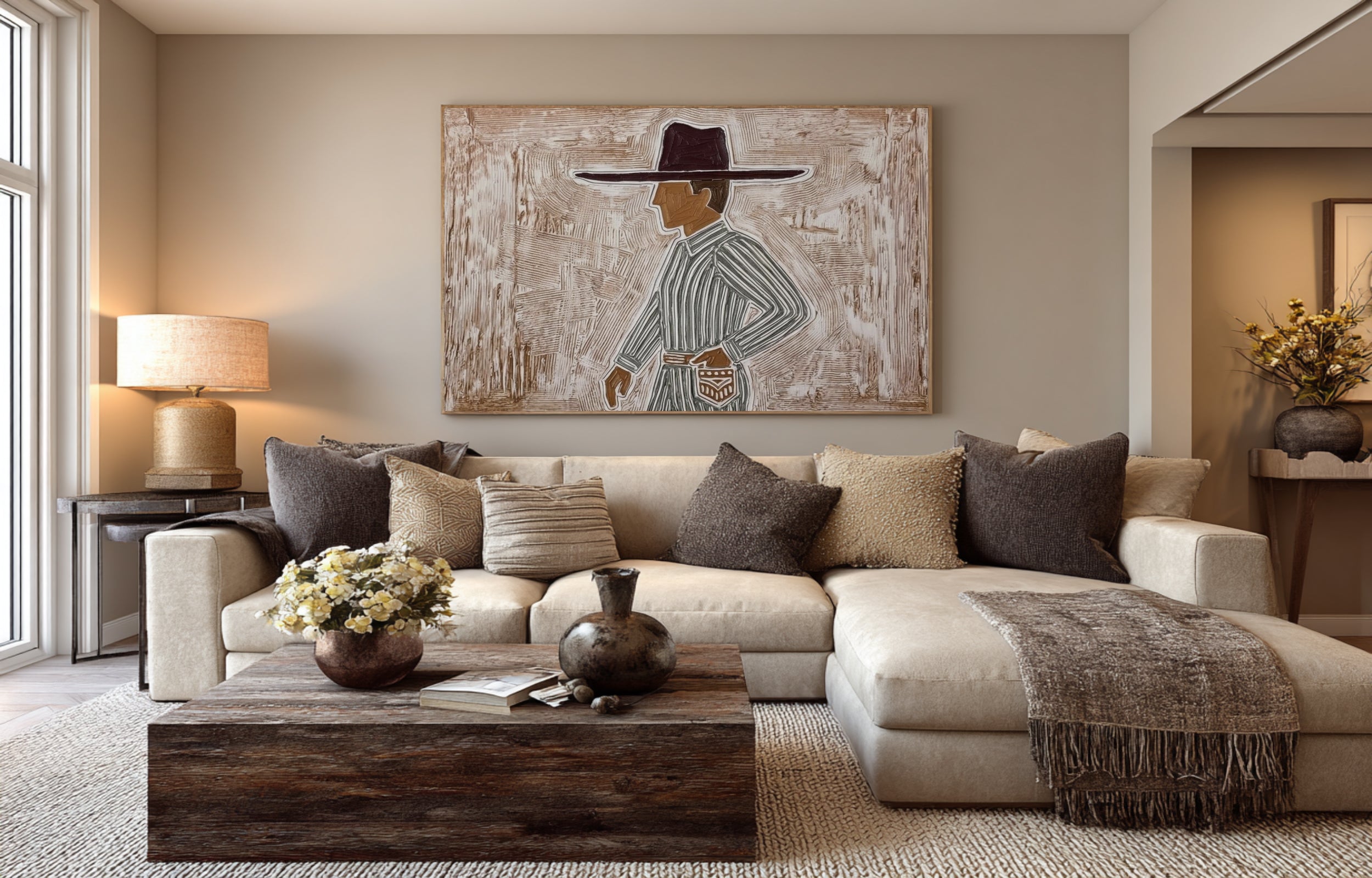 Large Fashion Figure Painting Contemporary Neutral Wall Art | ArtvistaGallery