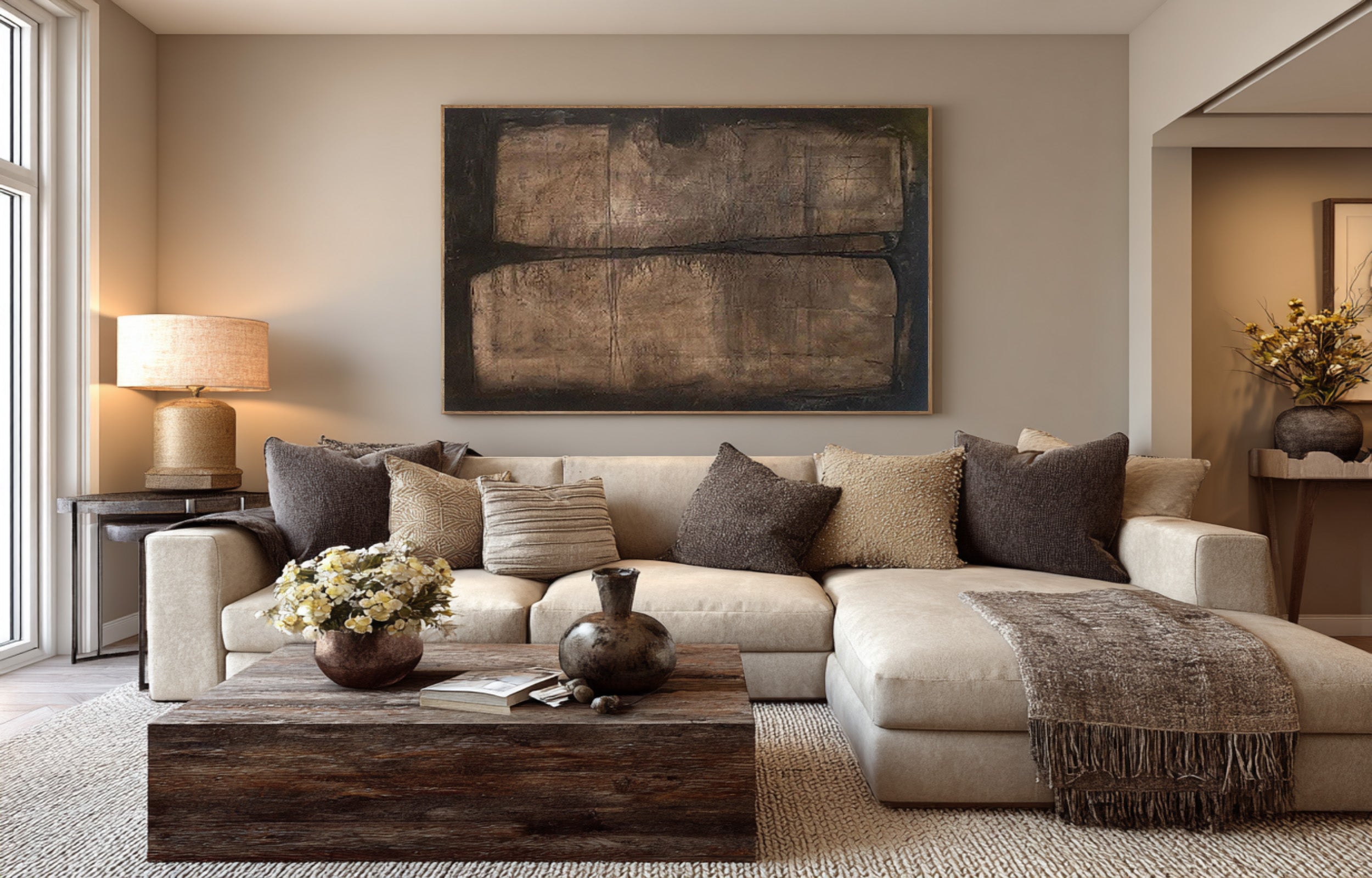 Abstract Earth Tones Canvas Art - Minimalist Wall Decor #WG 076