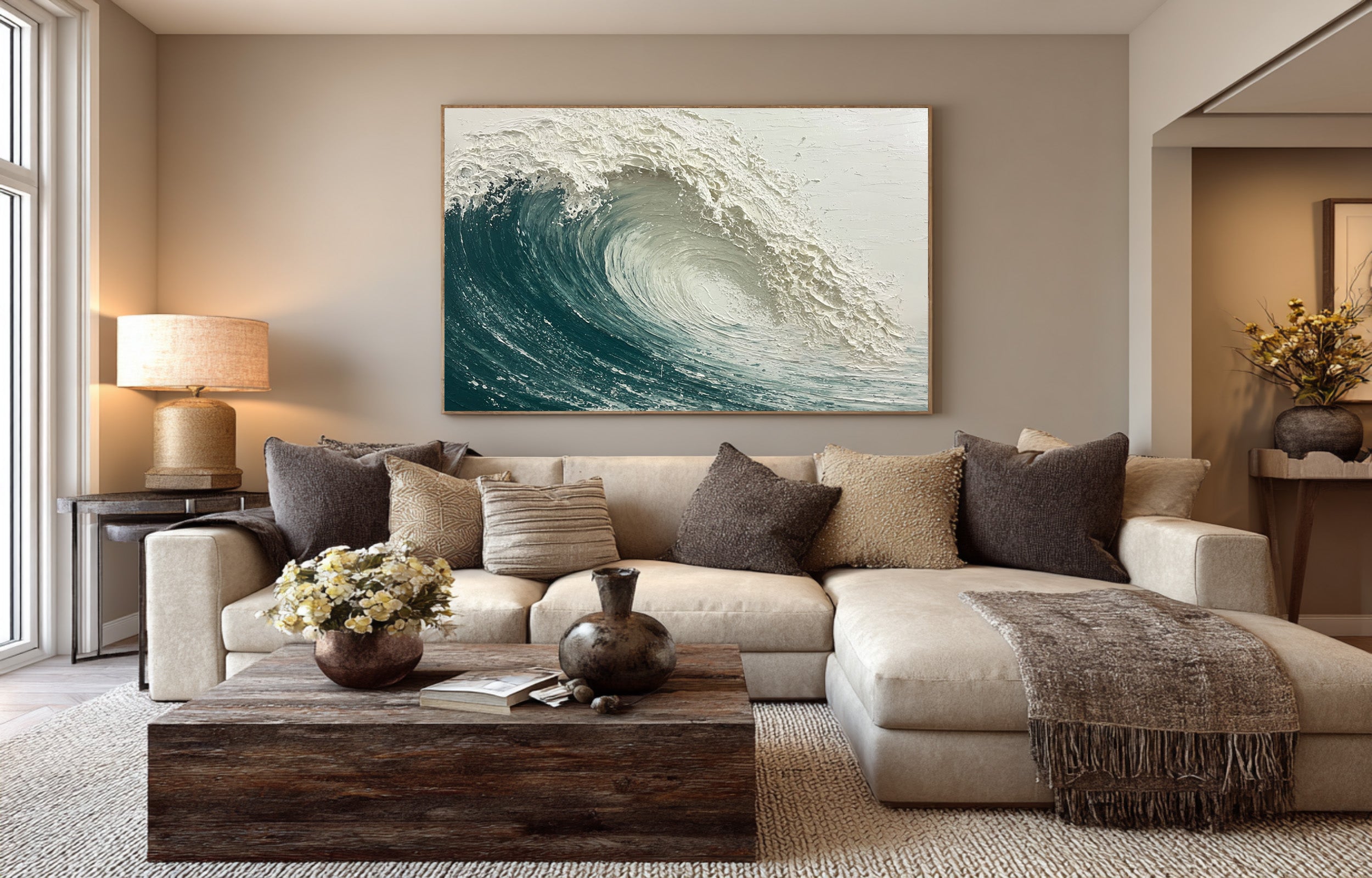 Relief Wave Painting Contemporary Coastal Home #WG 060