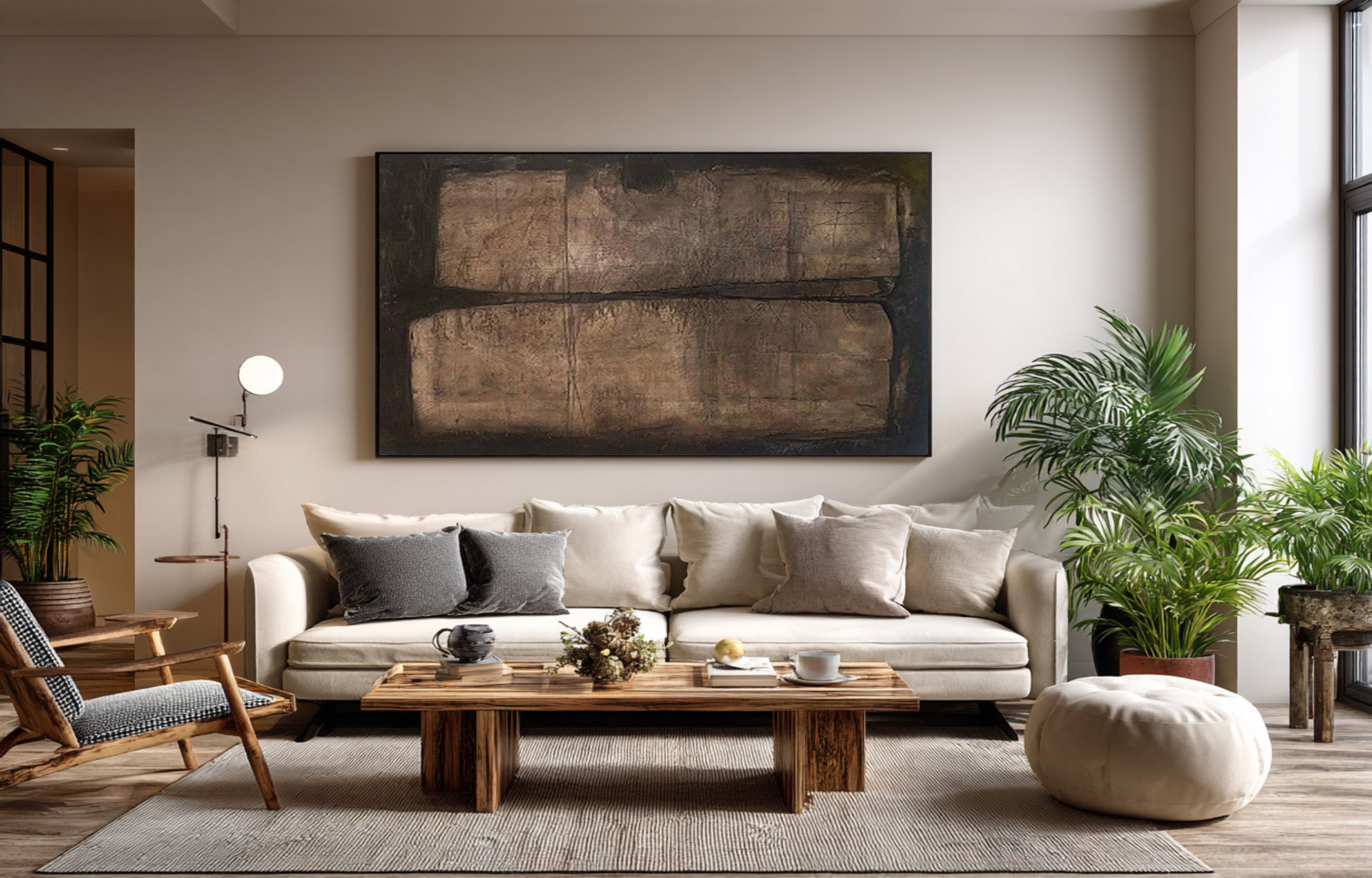 Abstract Earth Tones Canvas Art - Minimalist Wall Decor #WG 076