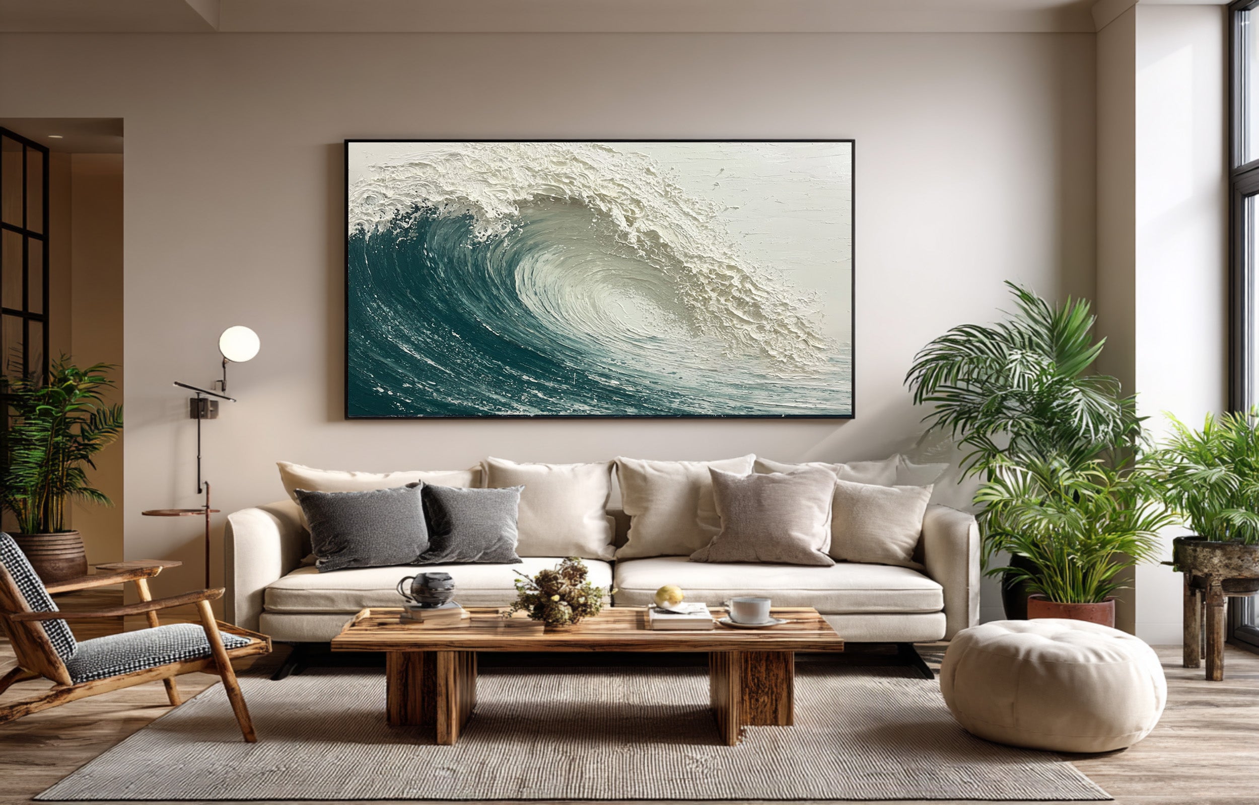 Relief Wave Painting Contemporary Coastal Home #WG 060