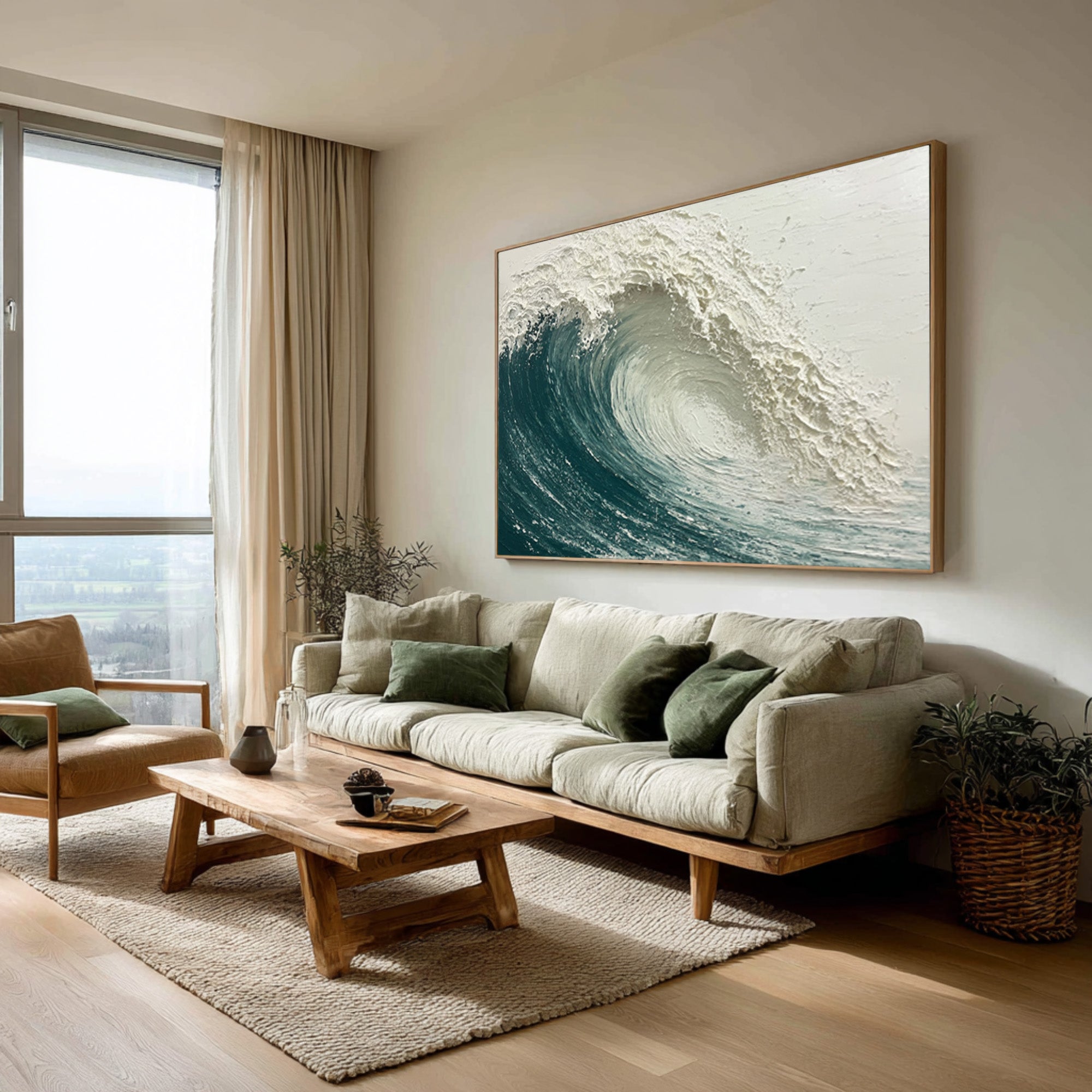 Relief Wave Painting Contemporary Coastal Home #WG 060