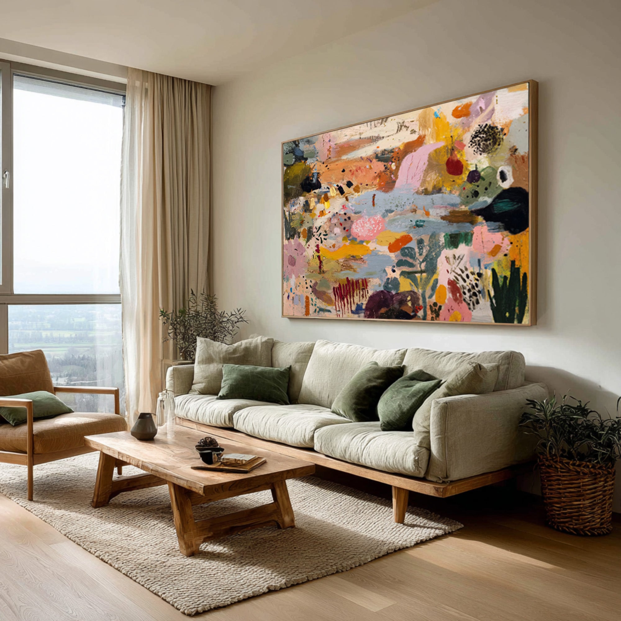 Large Colorful Abstract Landscape Painting Contemporary Wall Art | ArtvistaGallery