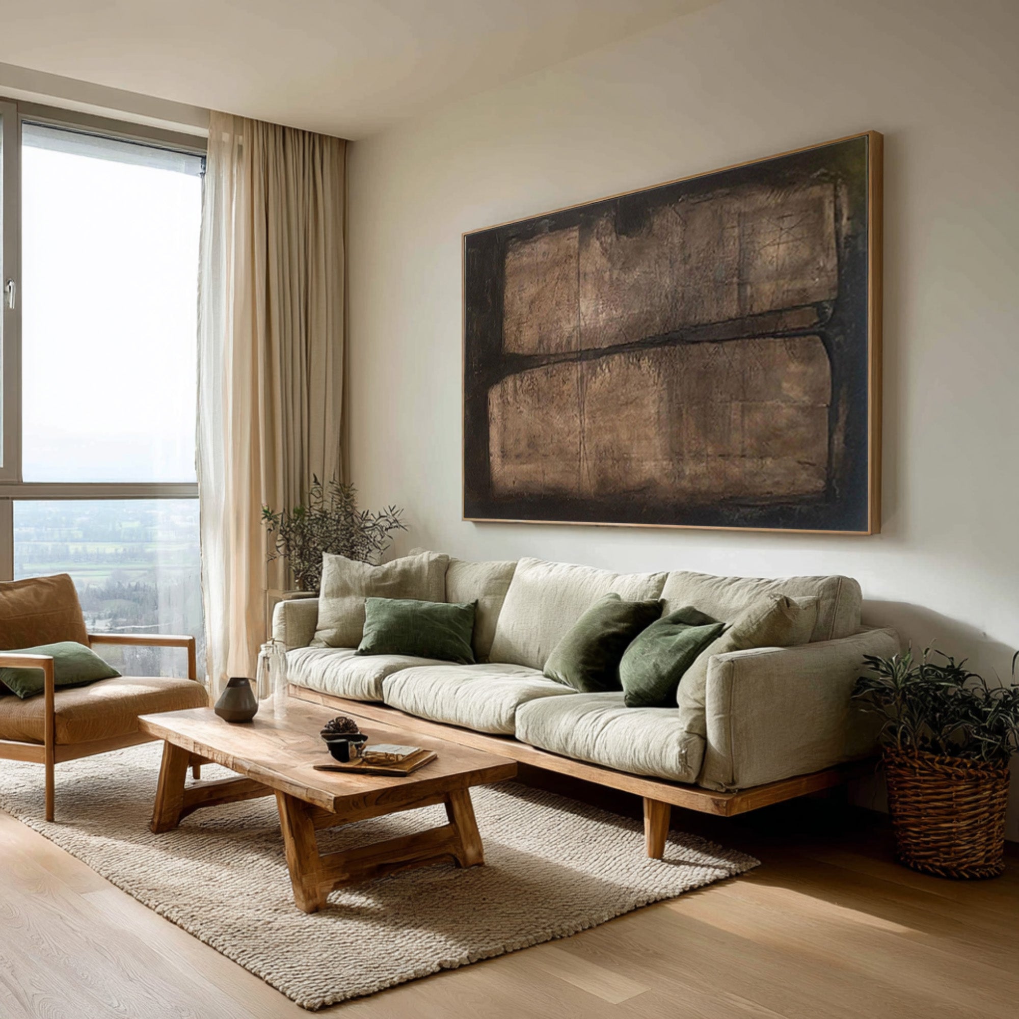 Abstract Earth Tones Canvas Art - Minimalist Wall Decor #WG 076