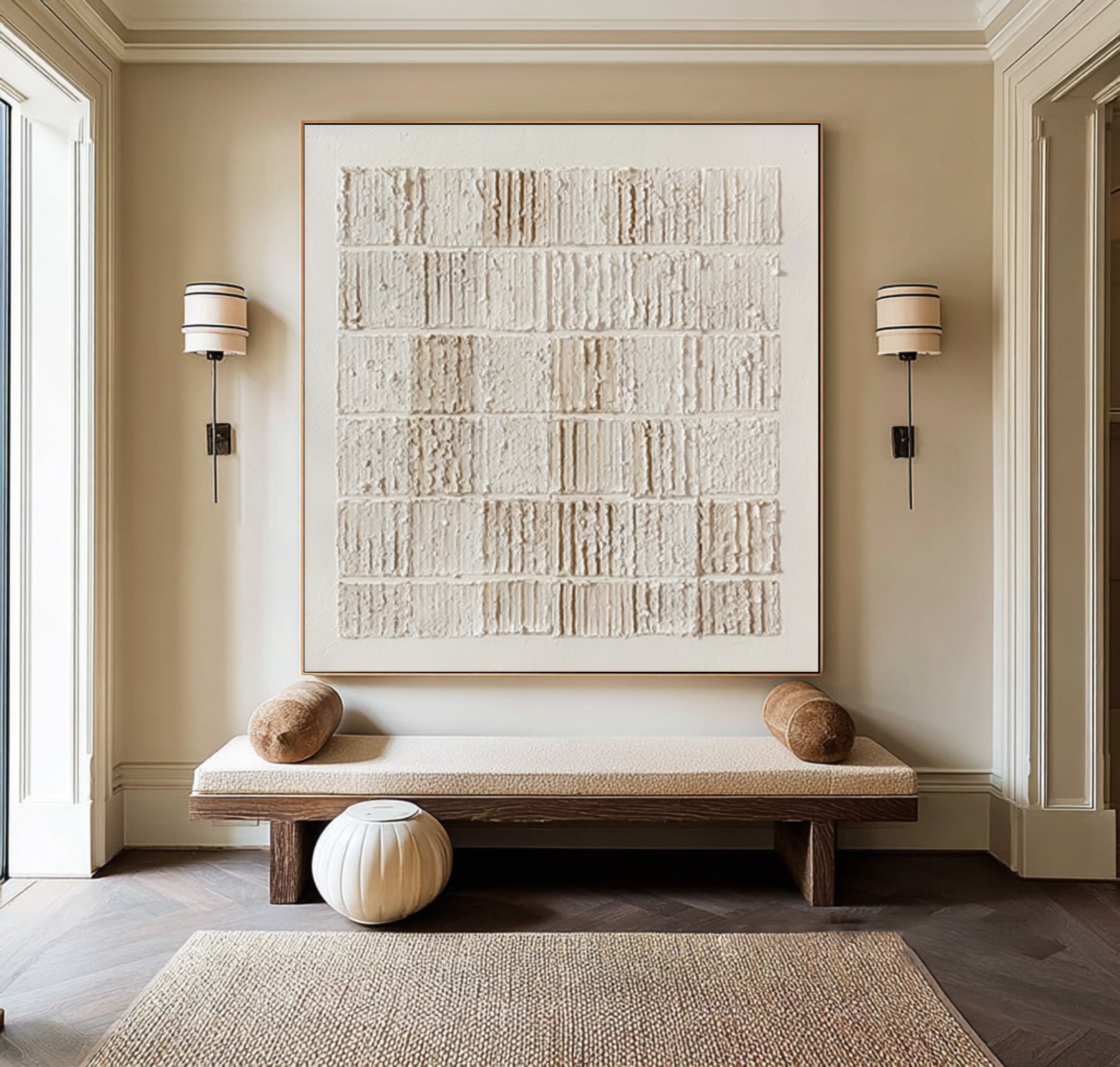 Textured Block Art Square Neutral Wall Decor #WG 054
