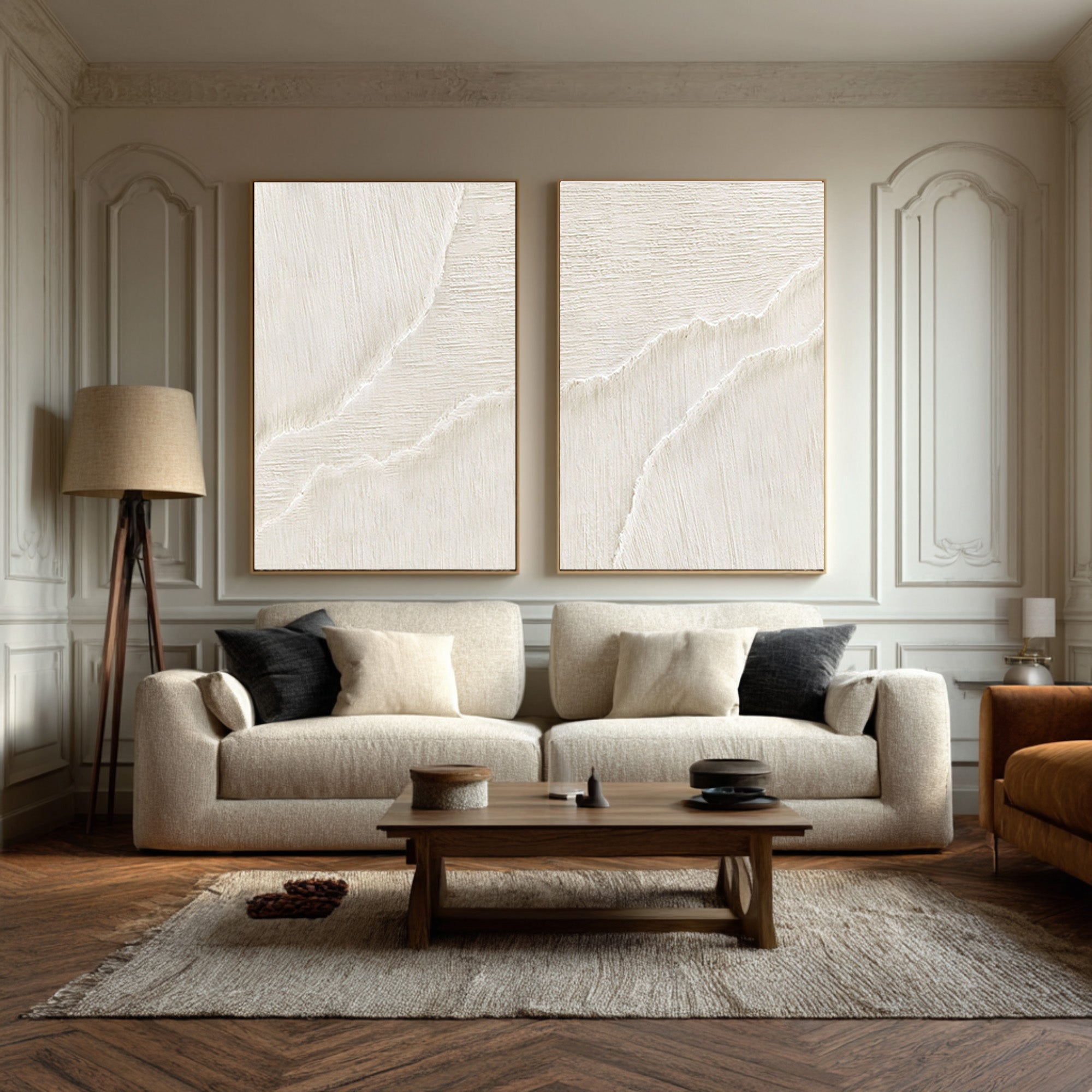 Organic Flow Abstract Artwork Pair Neutral Vertical Decor #WG 070
