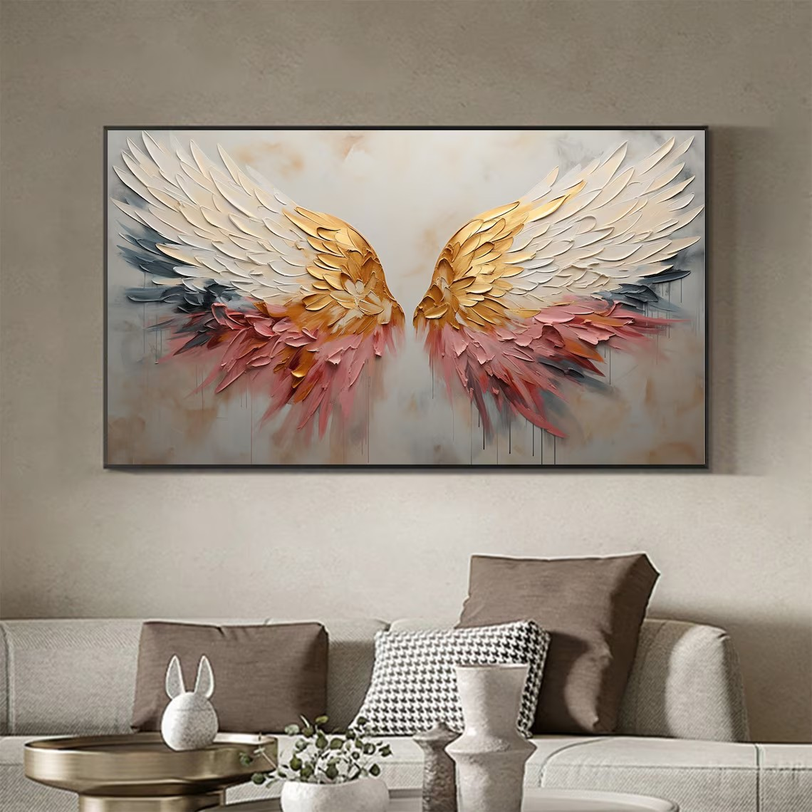 3D Angel Wing Abstract Wall Art in Soft Tones #BGA 022