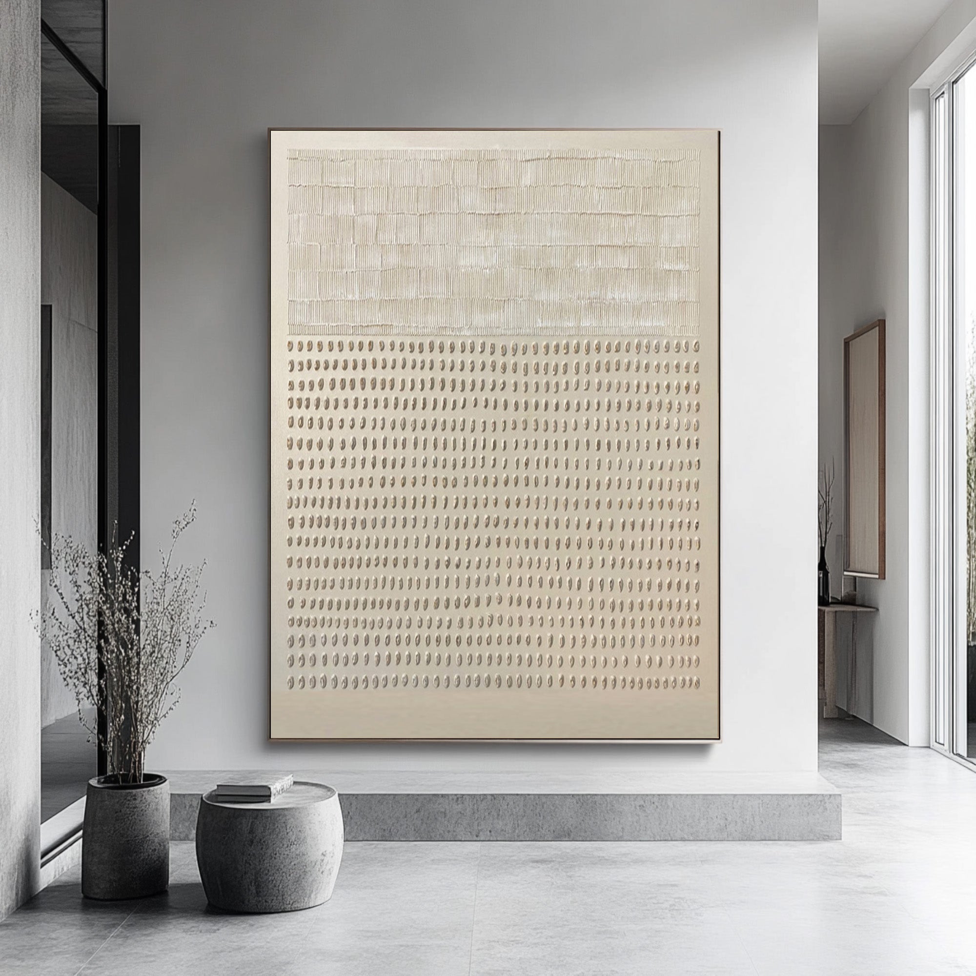 Modern Beige Textured Painting Statement Wall Decor #WG 045